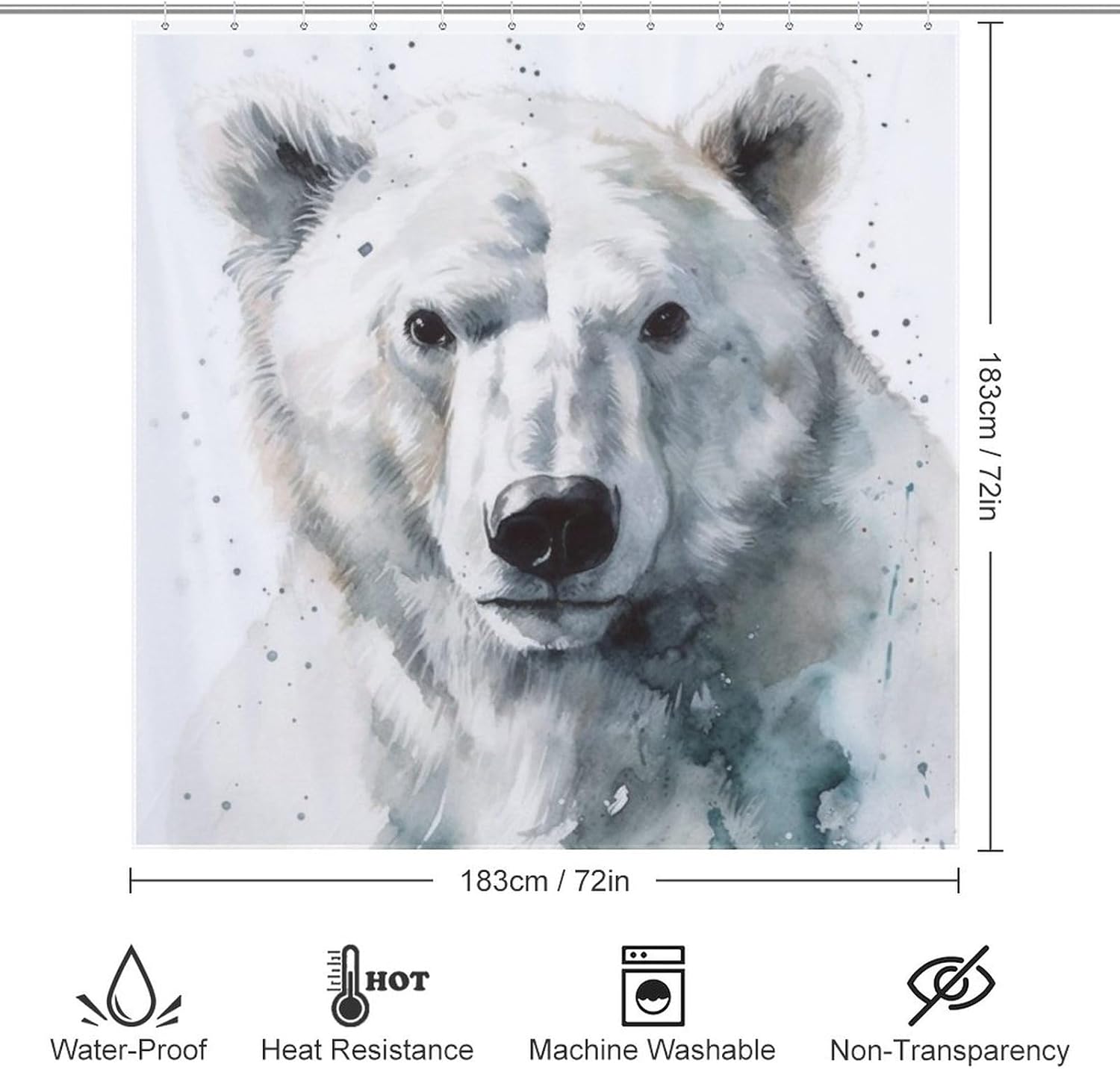 TIYAANDSY Polar Bear Shower Curtain Set 72x72in