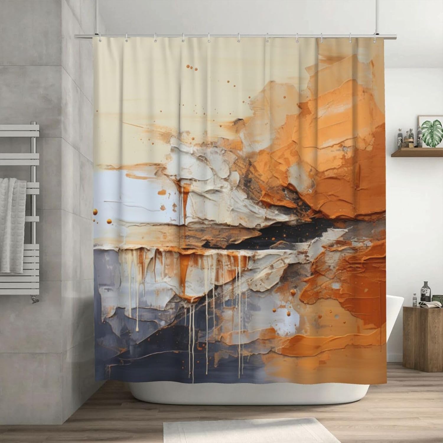 TIYAANDSY Oil Painting Abstract Shower Curtain Set
