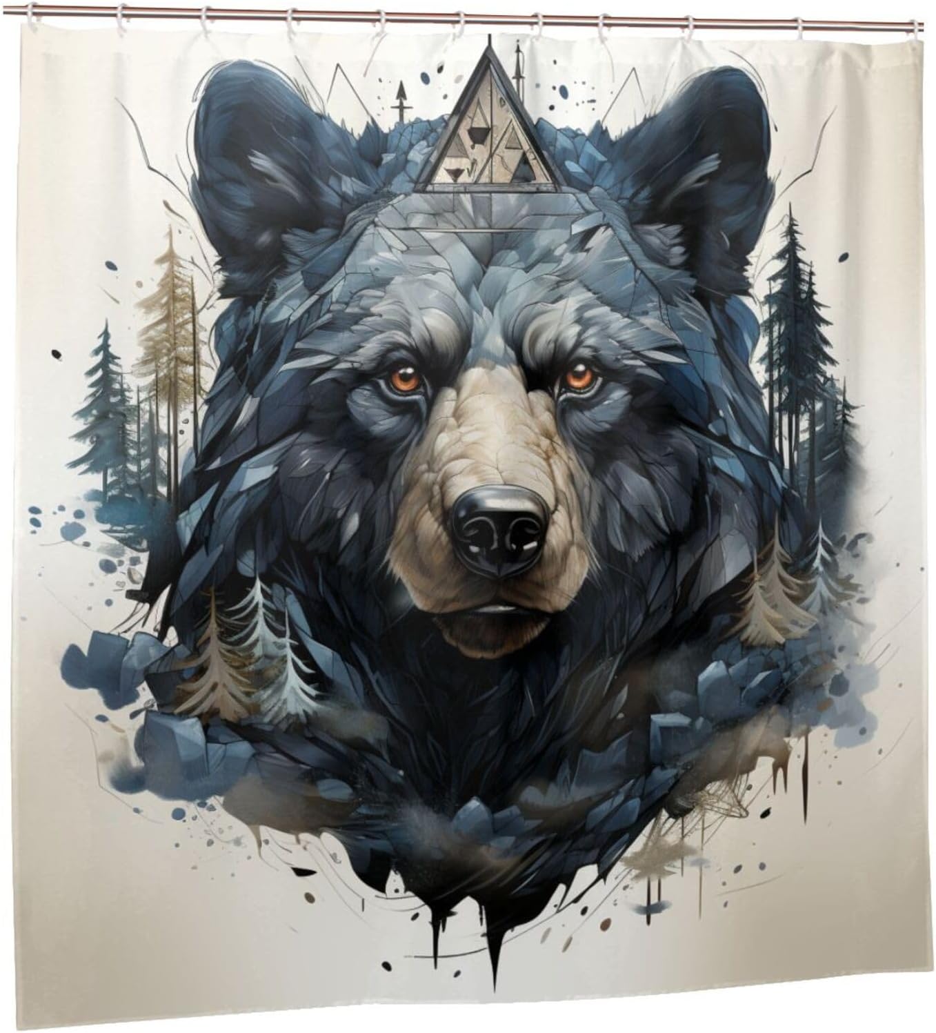 TIYAANDSY Black Bear Shower Curtain Set 72x72in