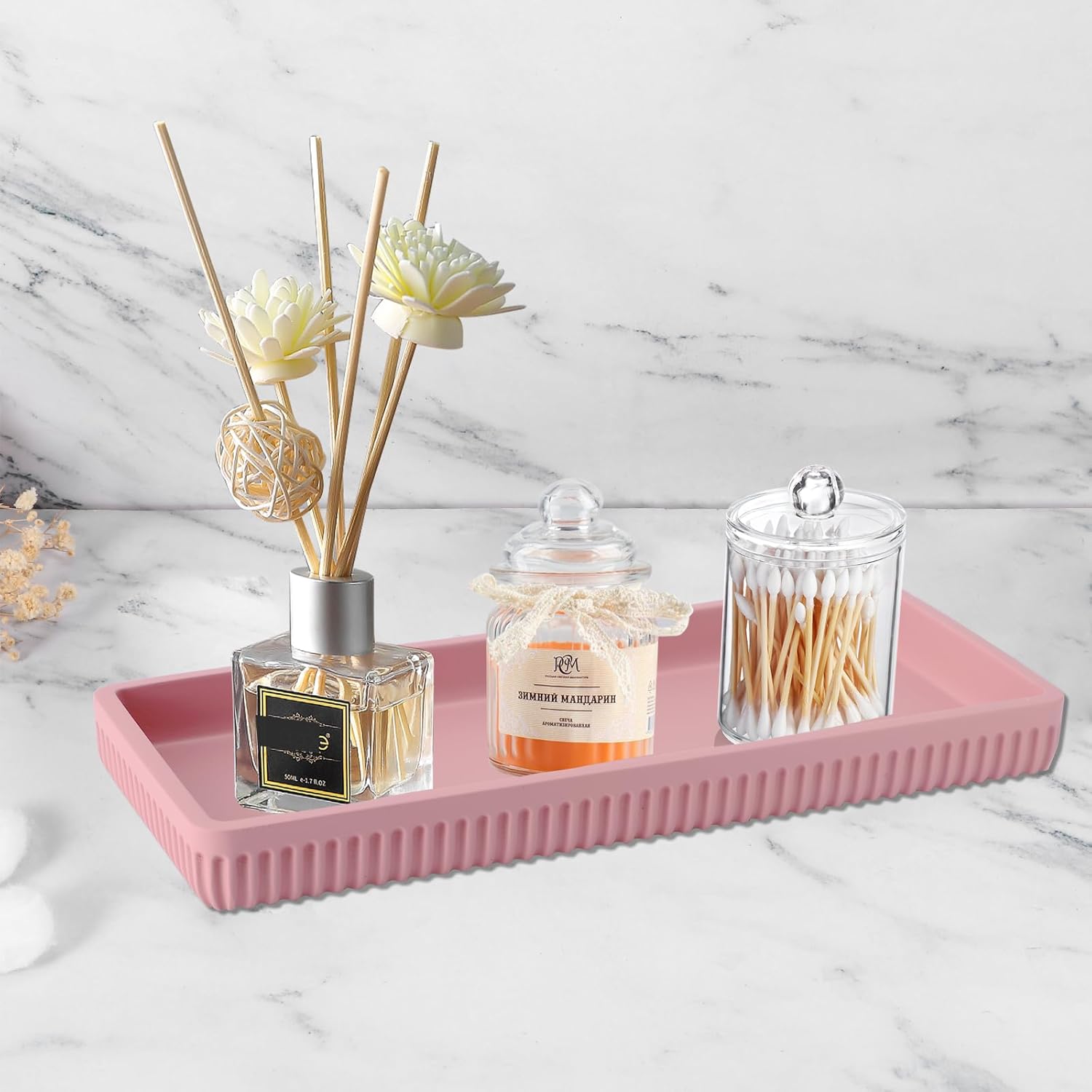 XLHOMO Resin Pink Bathroom Accessory Set 5 Pcs