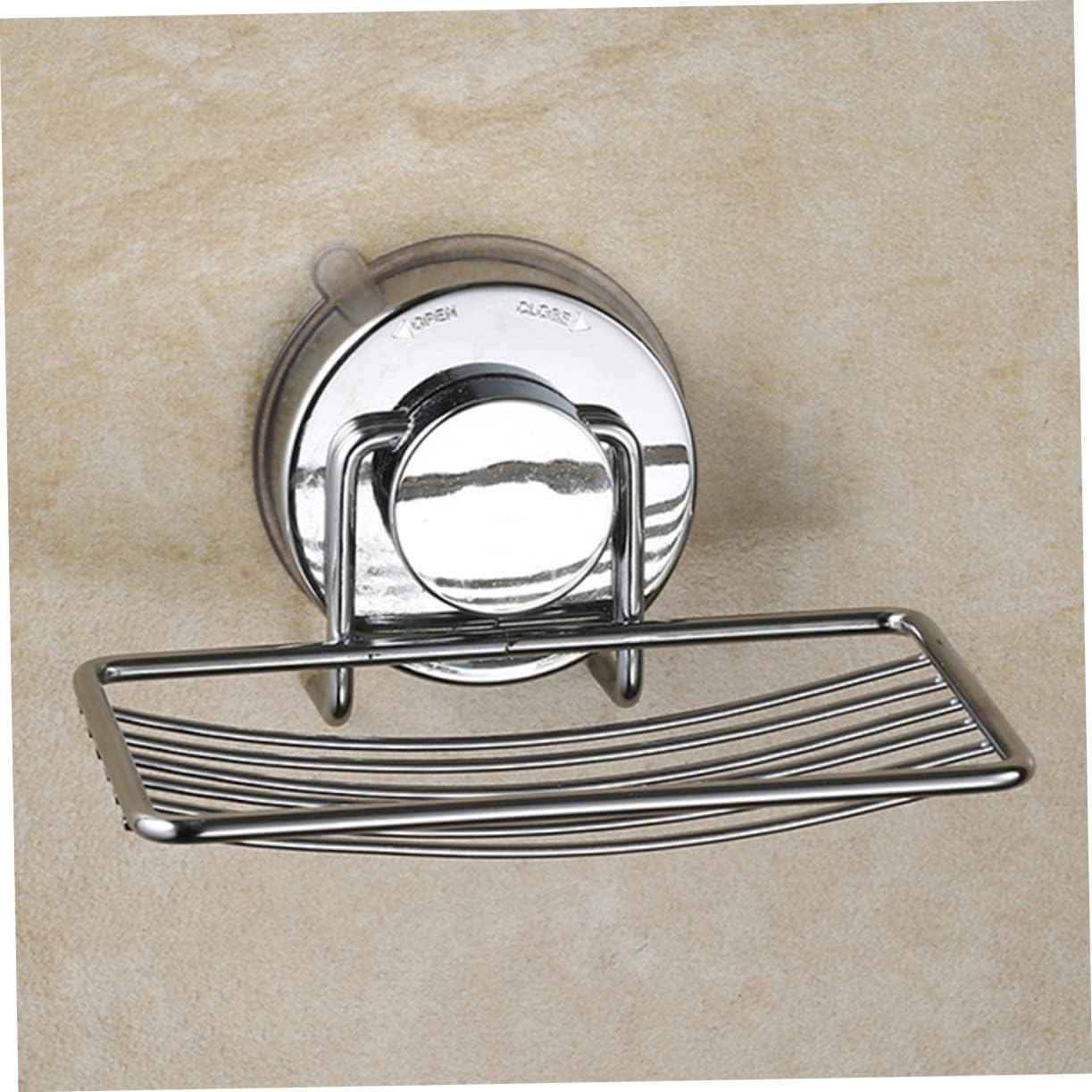 Alipis Silver Suction Cup Soap Dish Drain Rack