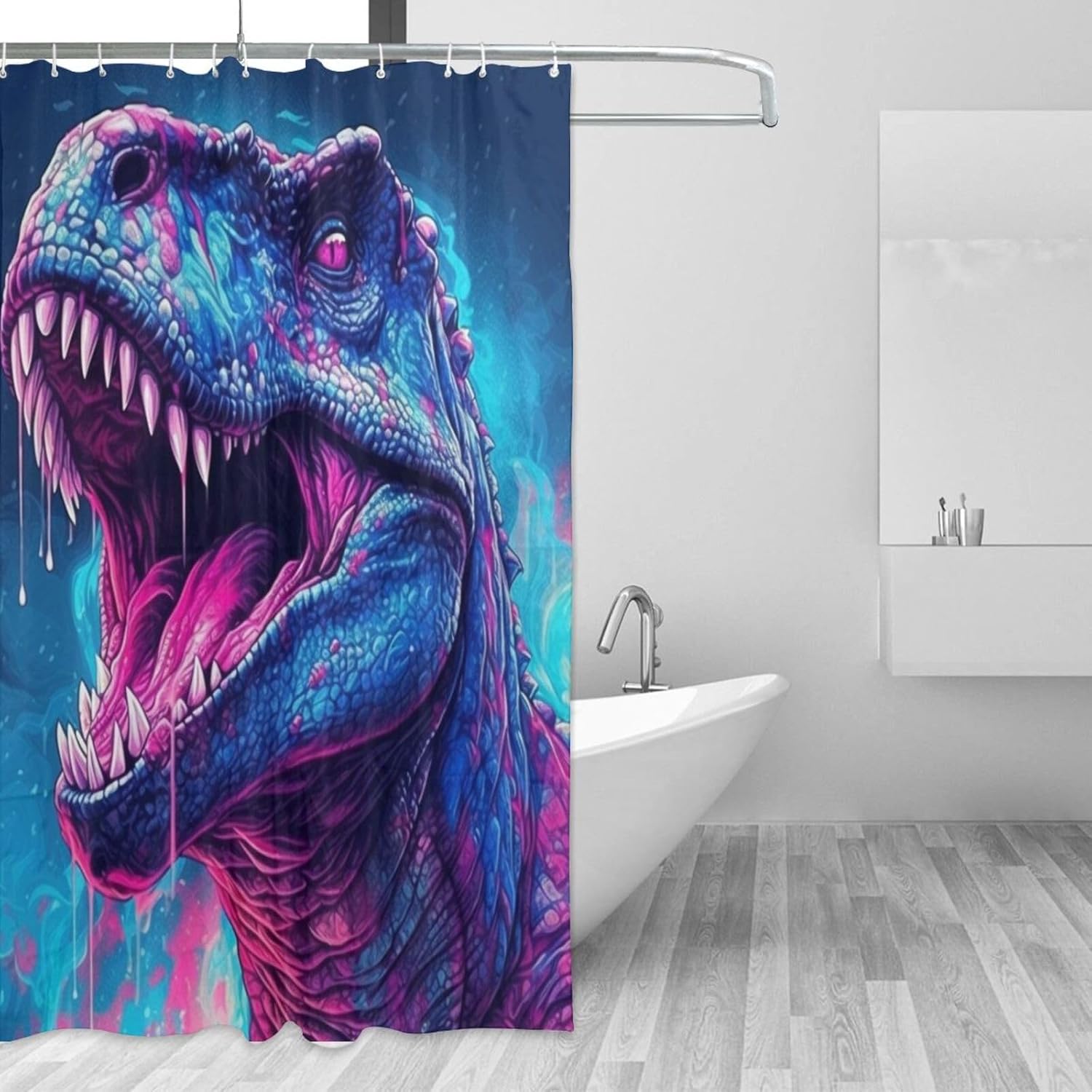 TIYAANDSY Roaring Dinosaur Shower Curtain Set 72x72in