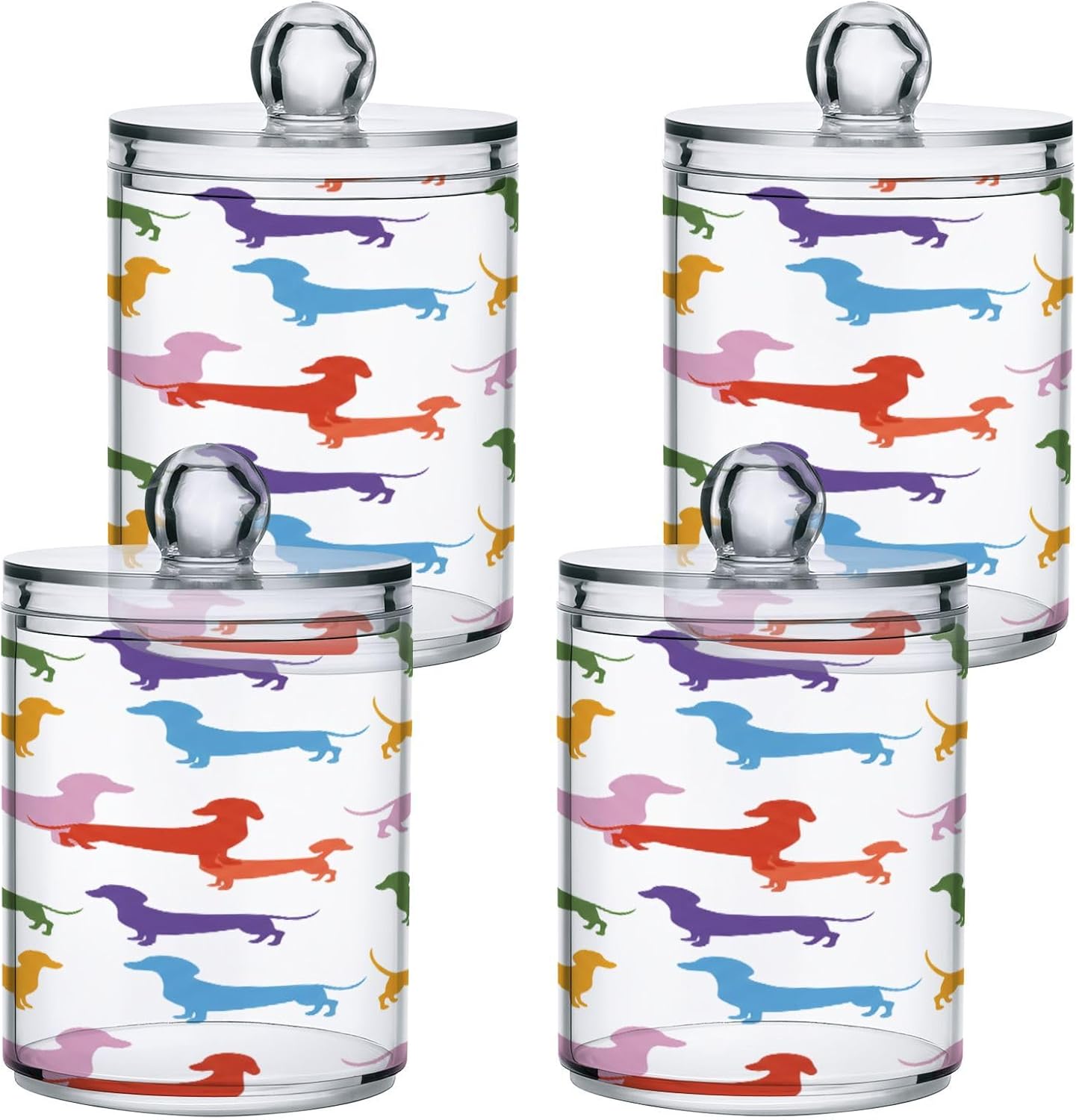 Qilmy Dachshunds Qtip Holder 2 Pack 14 oz Apothecary Jars