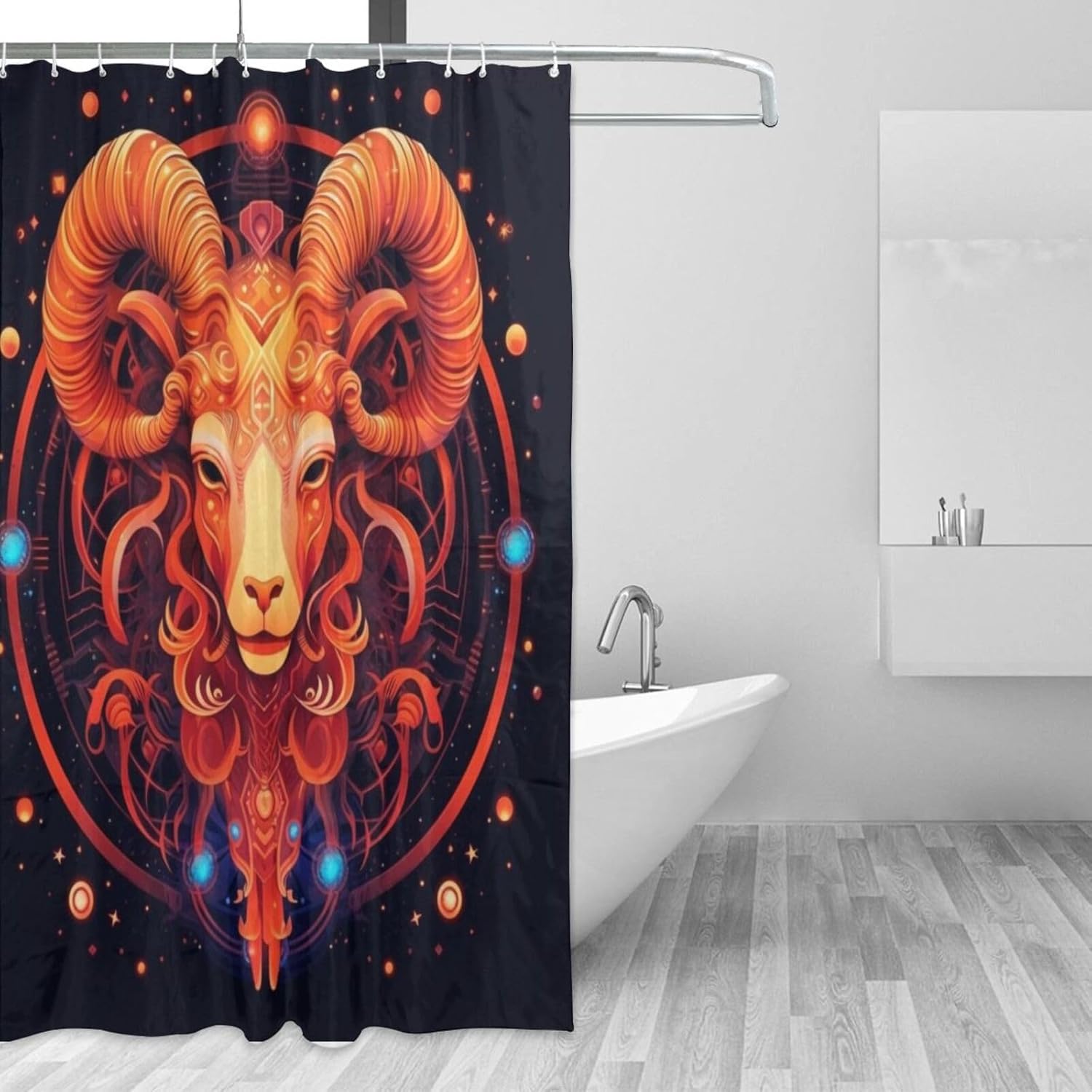 Red Constellation Starry Sky Boho Shower Curtain Set