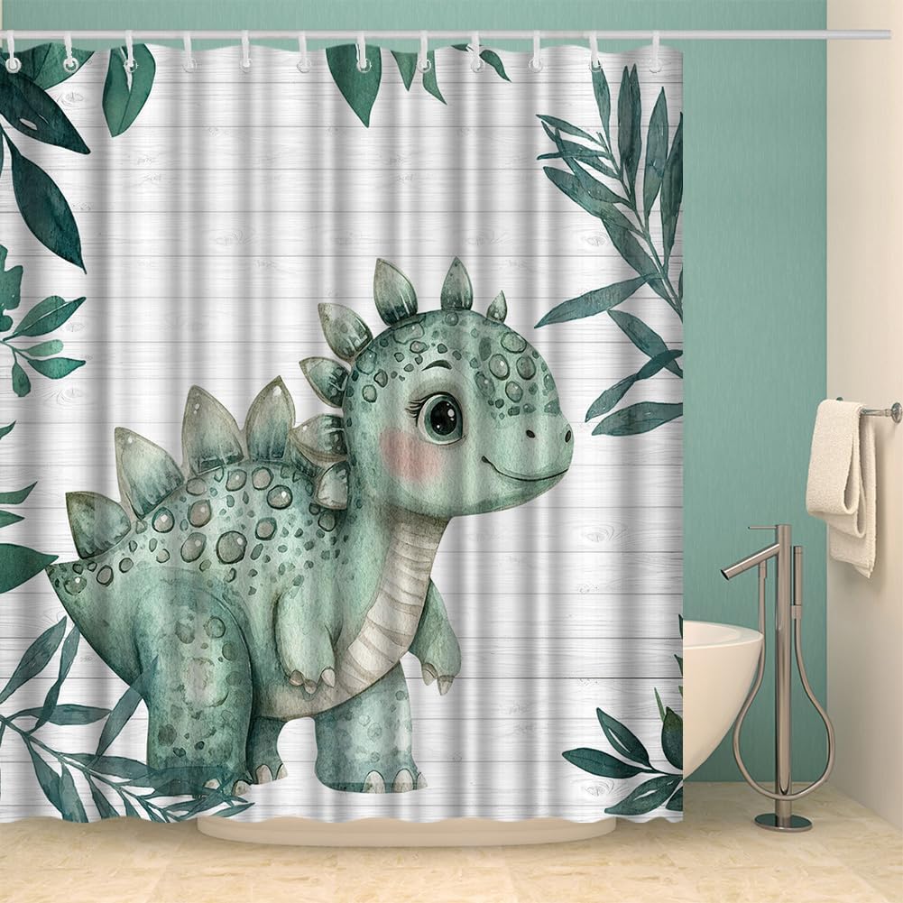 Adorable Dinosaur Baby Stegosaurus Shower Curtain with Hooks
