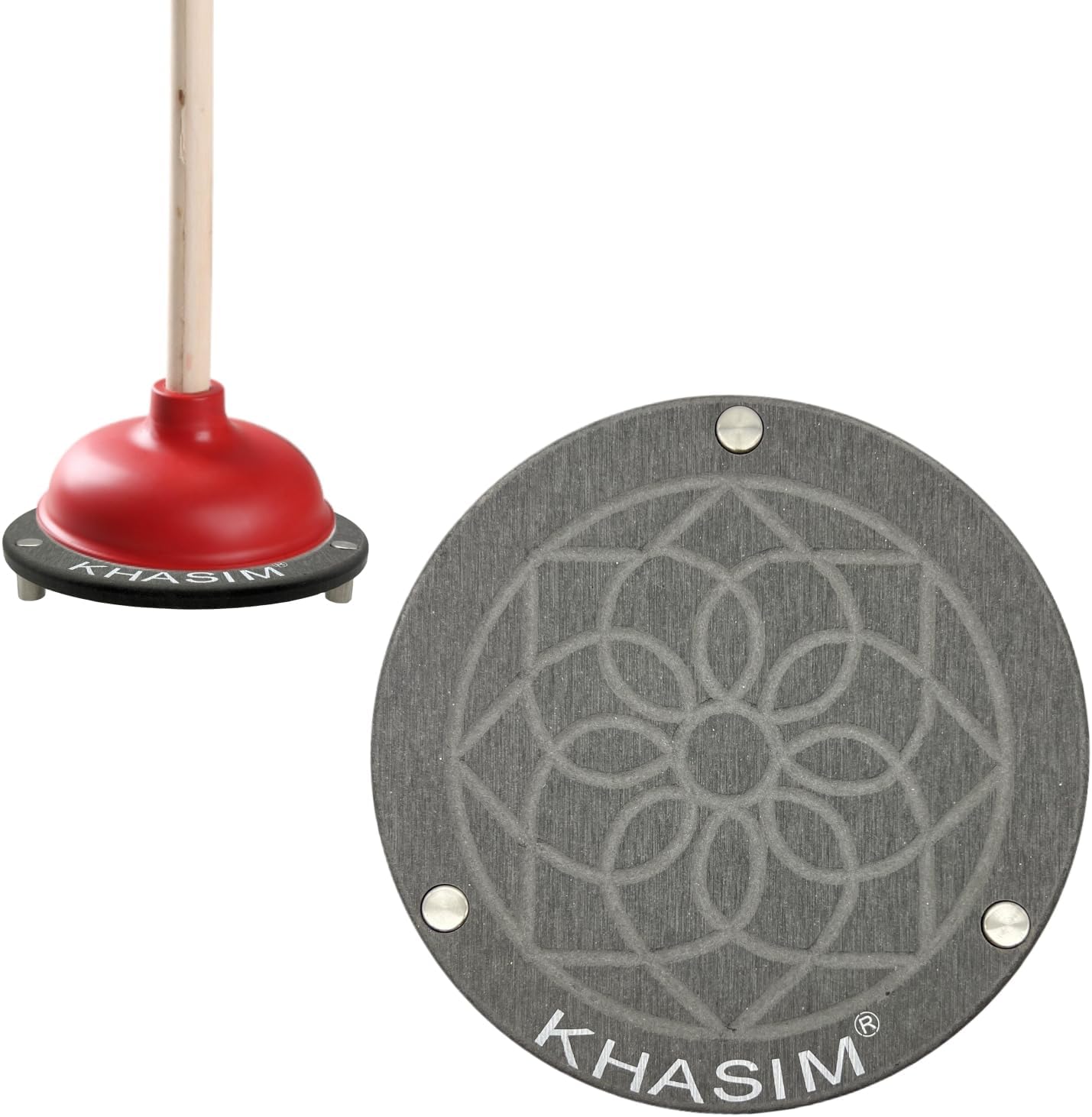 KHASIM Plunger Mat Tray - 7 Gray Drying Mat for Toilet Plunger