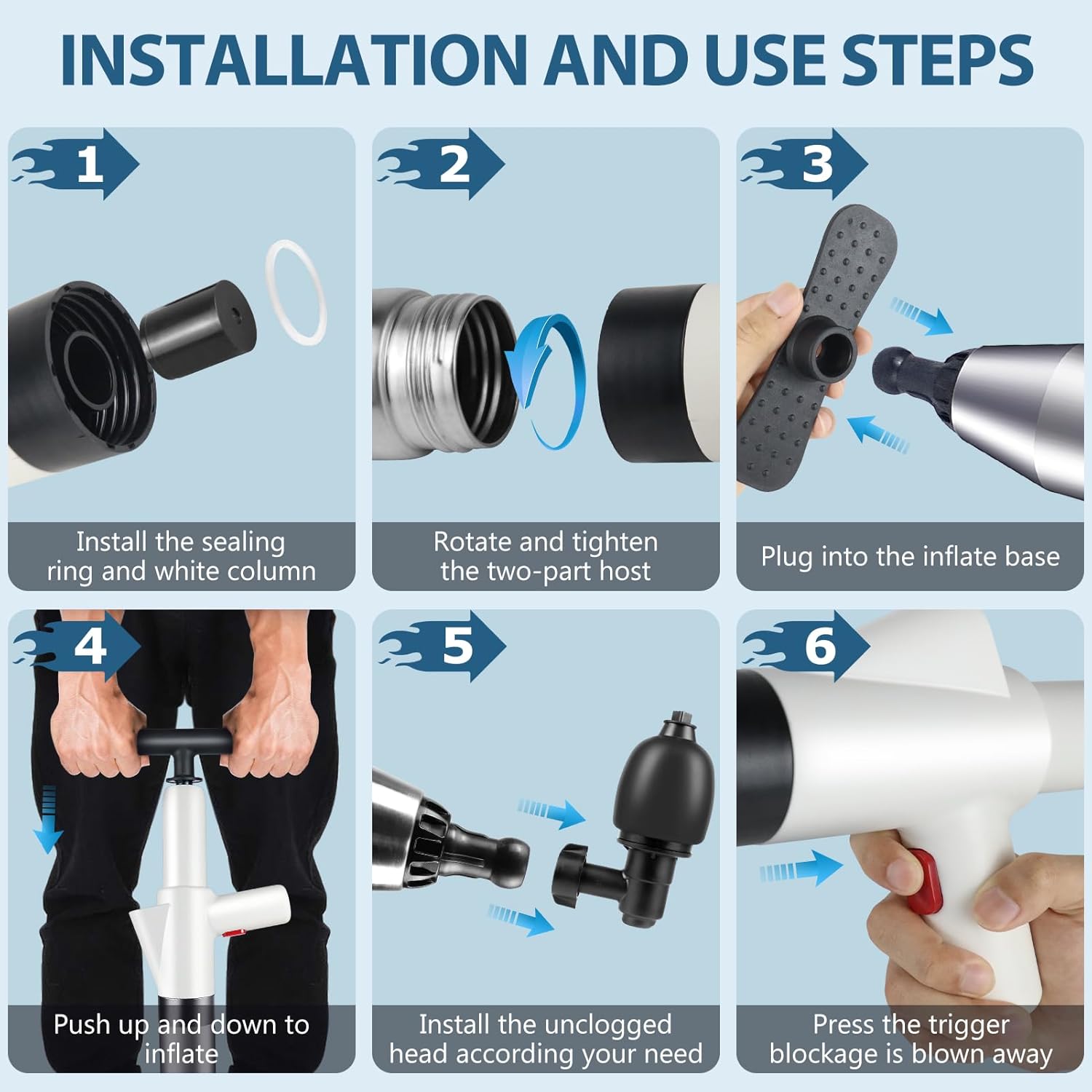 inShareplus Heavy Duty Toilet Plunger Kit