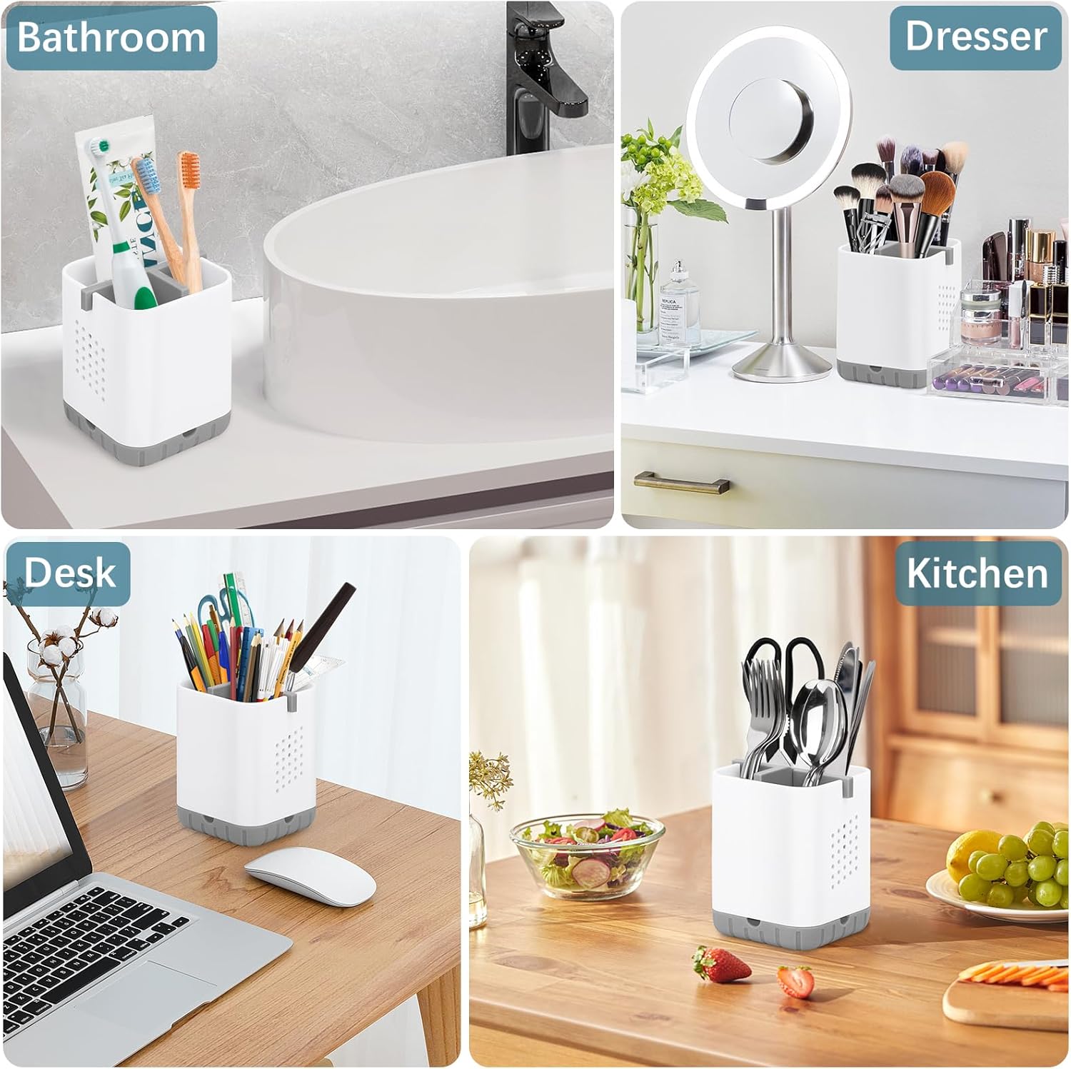 Boperzi Toothbrush Holder with Drain and 3 Slots