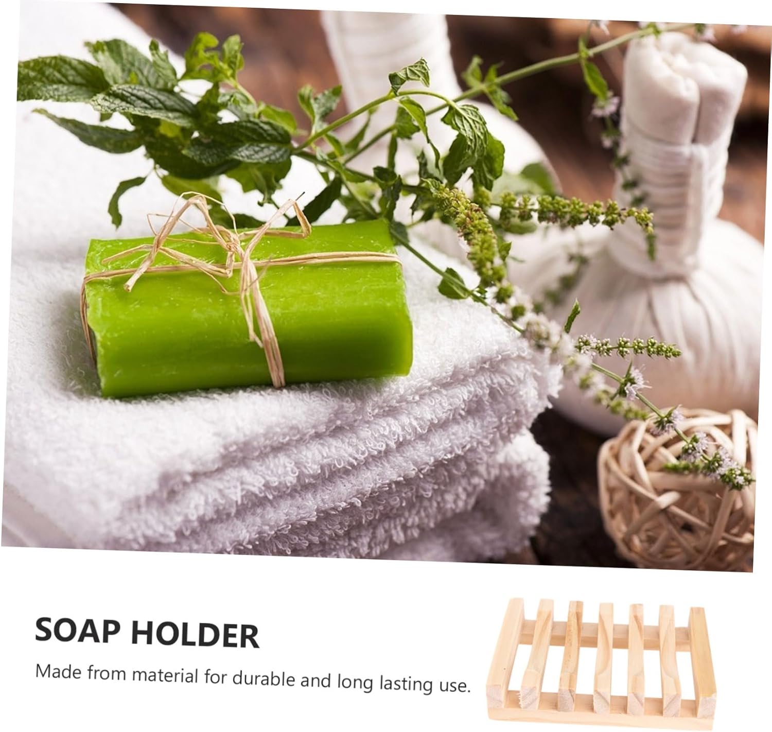 Luxshiny 2pcs Bamboo Soap Rack Draining Tray Wooden Holder