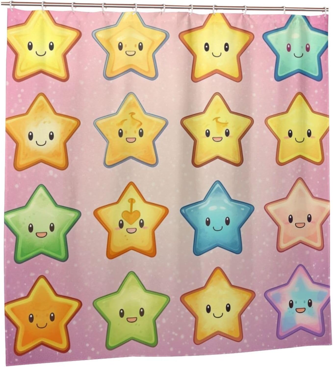 Colorful Cute Cartoon Stars Shower Curtain Set