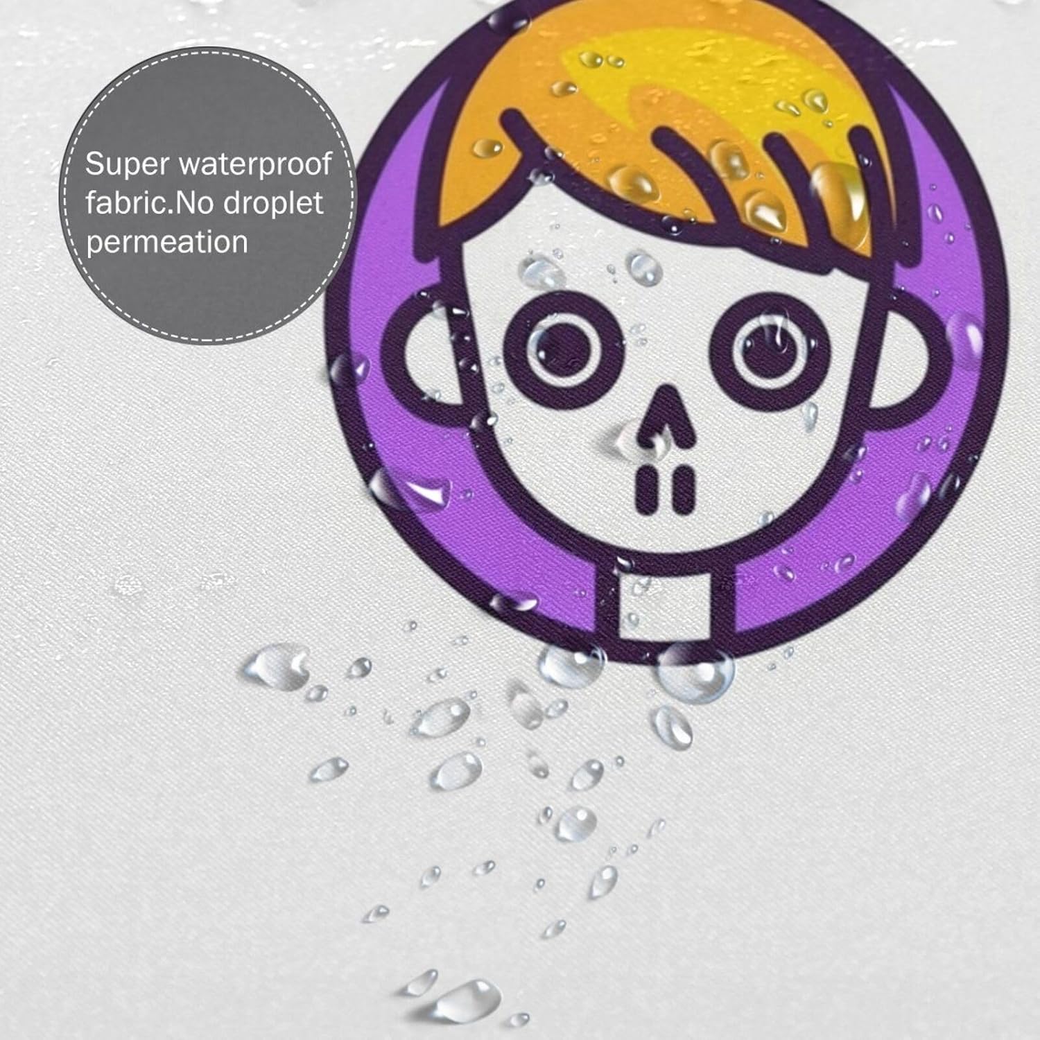 Yellow Purple Minimalism Skull Shower Curtain Set with 12 Hooks 72x72in