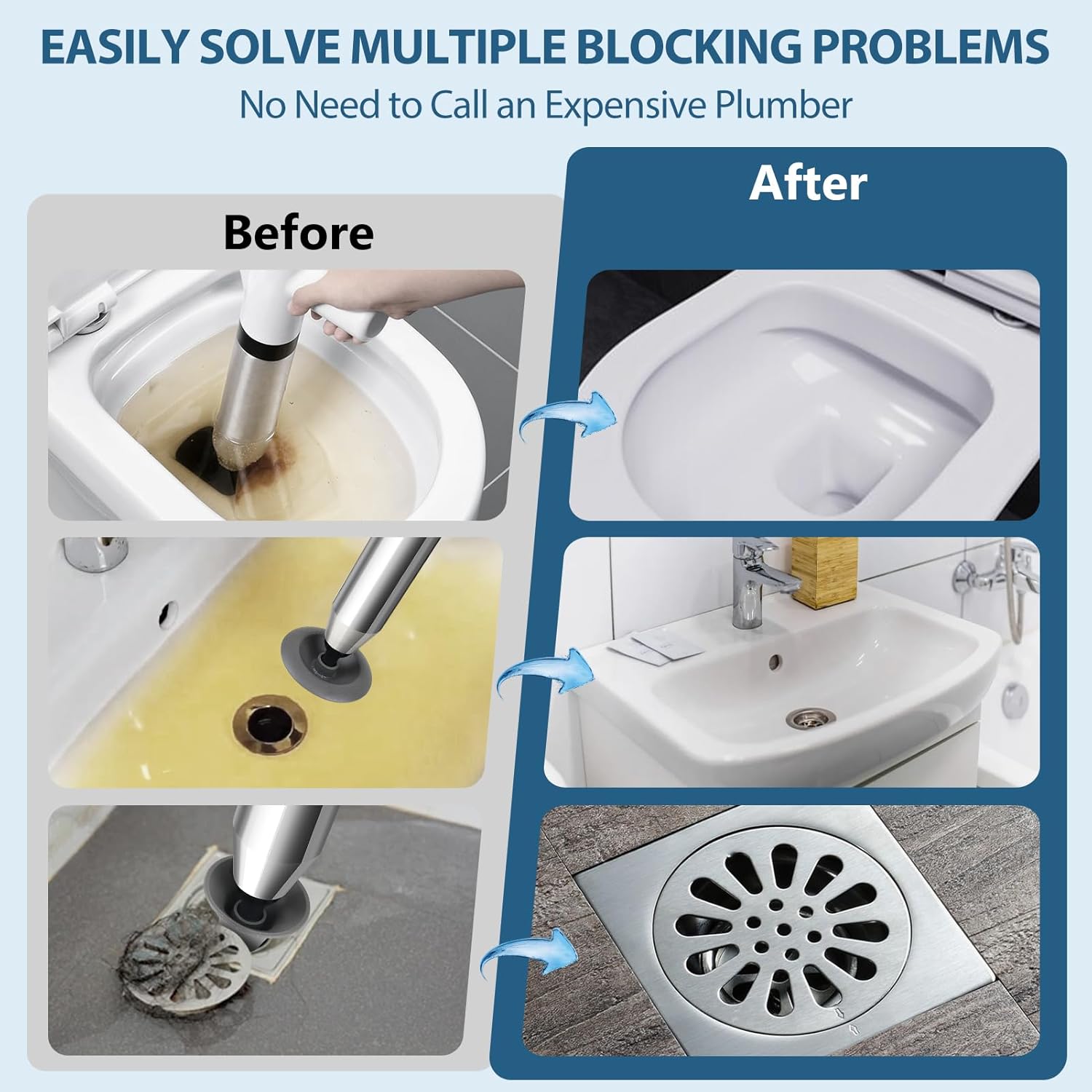 inShareplus Heavy Duty Toilet Plunger Kit