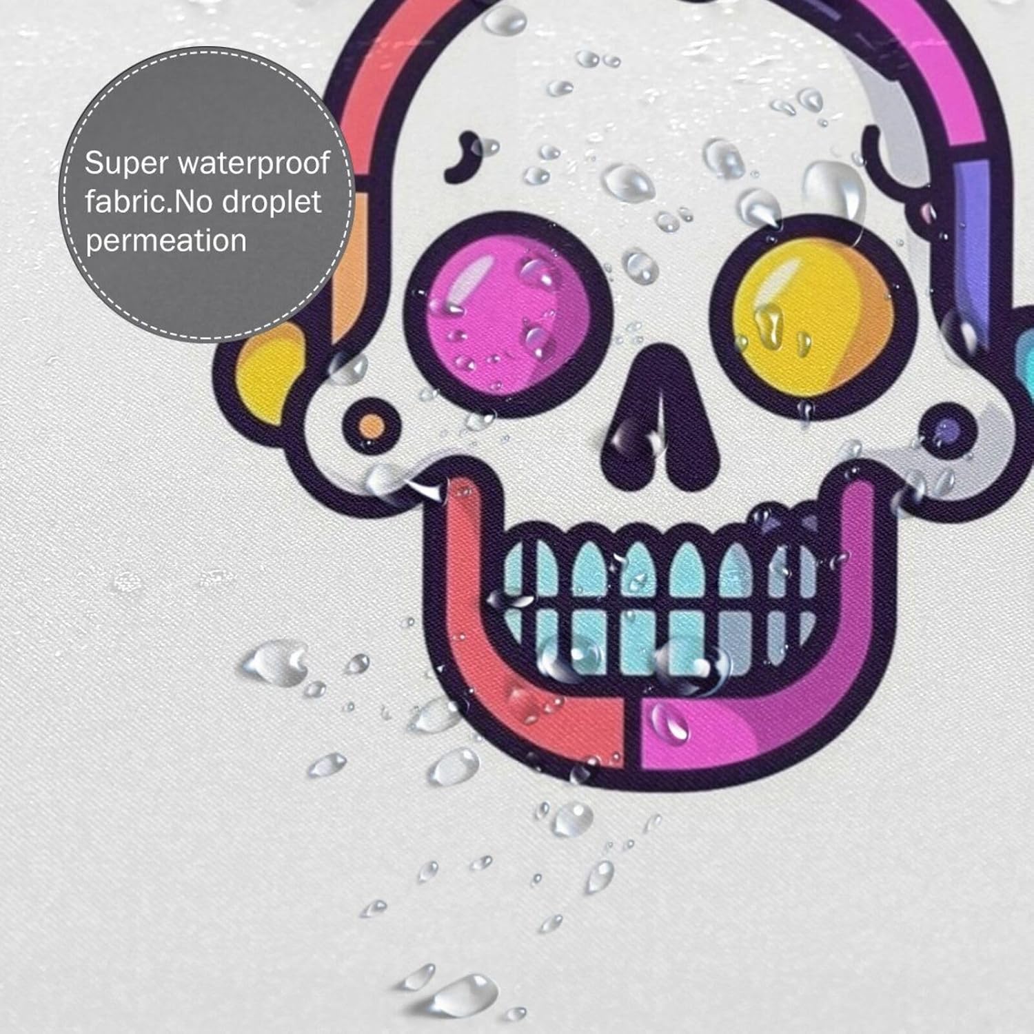Cartoon Skull Shower Curtain Set with 12 Hooks 72x72in