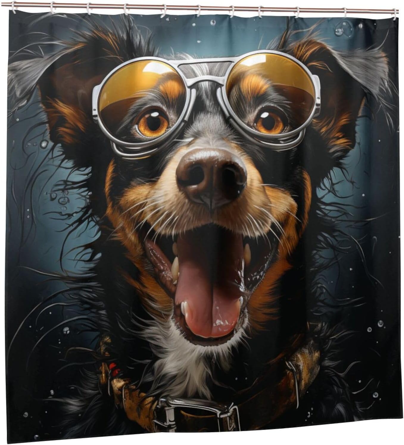 Cute Hippie Boho Dog Shower Curtain Set with 12 Hooks 72x72in