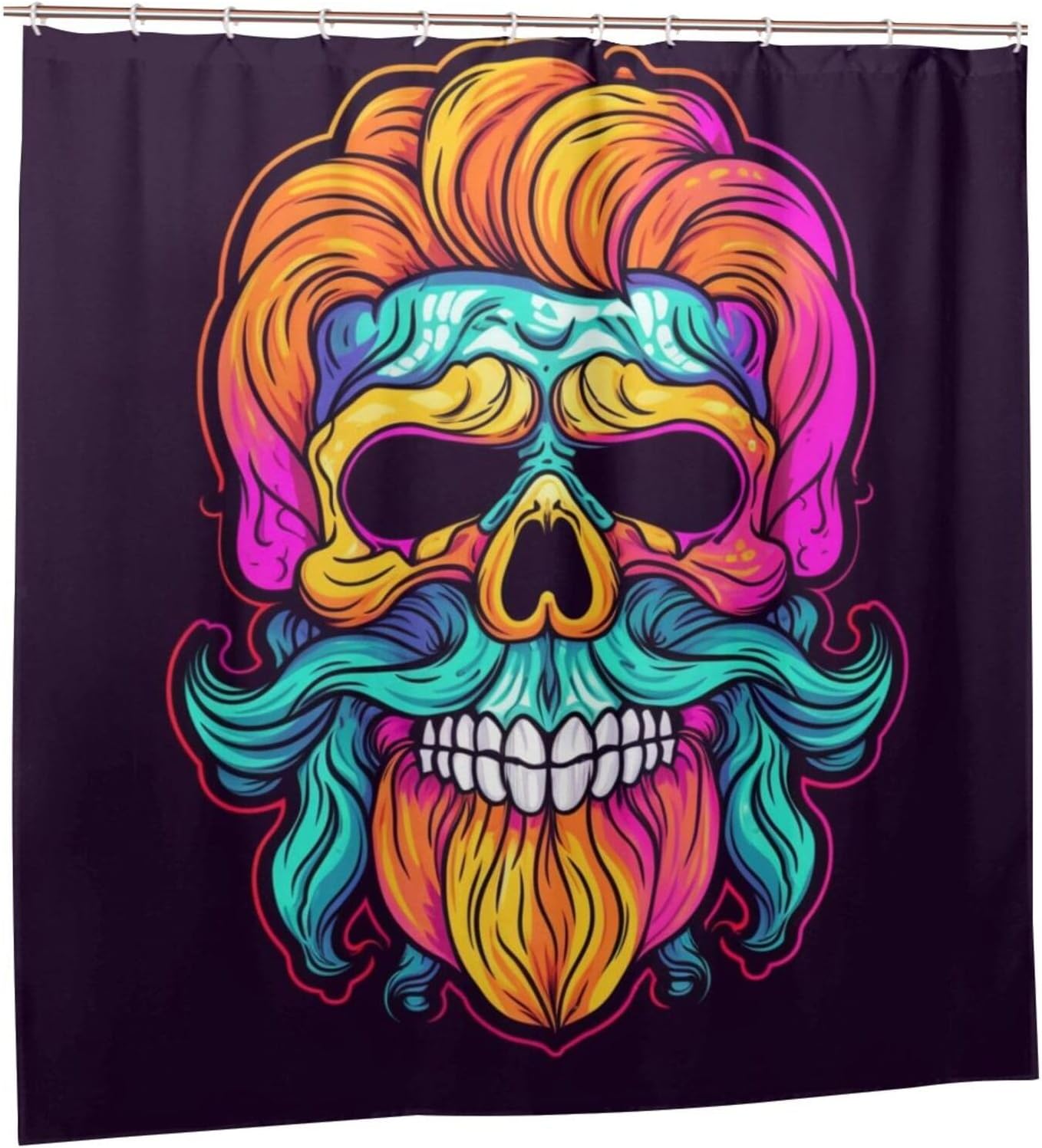 TIYAANDSY Blue Skull Shower Curtain Set 72x72in with 12 Hooks