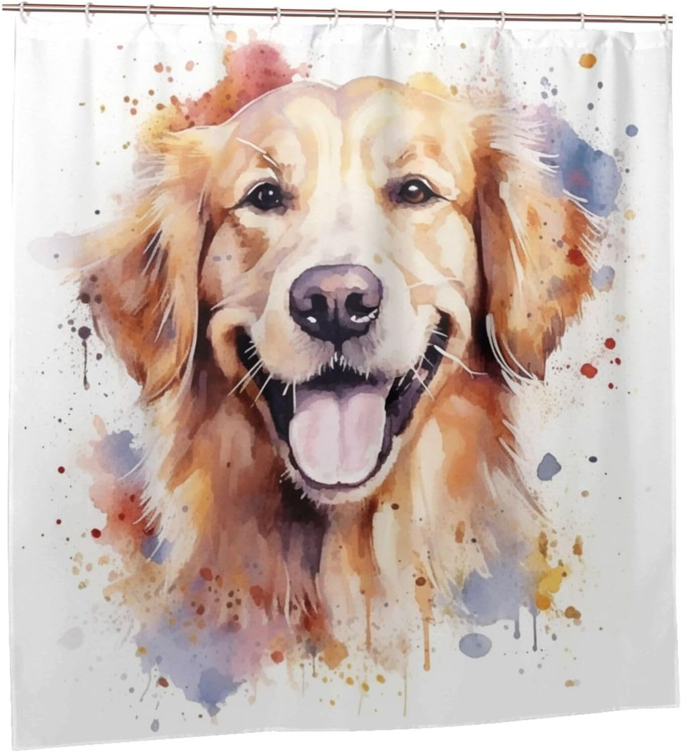 Golden Retriever Shower Curtain Set 72x72in with 12 Hooks