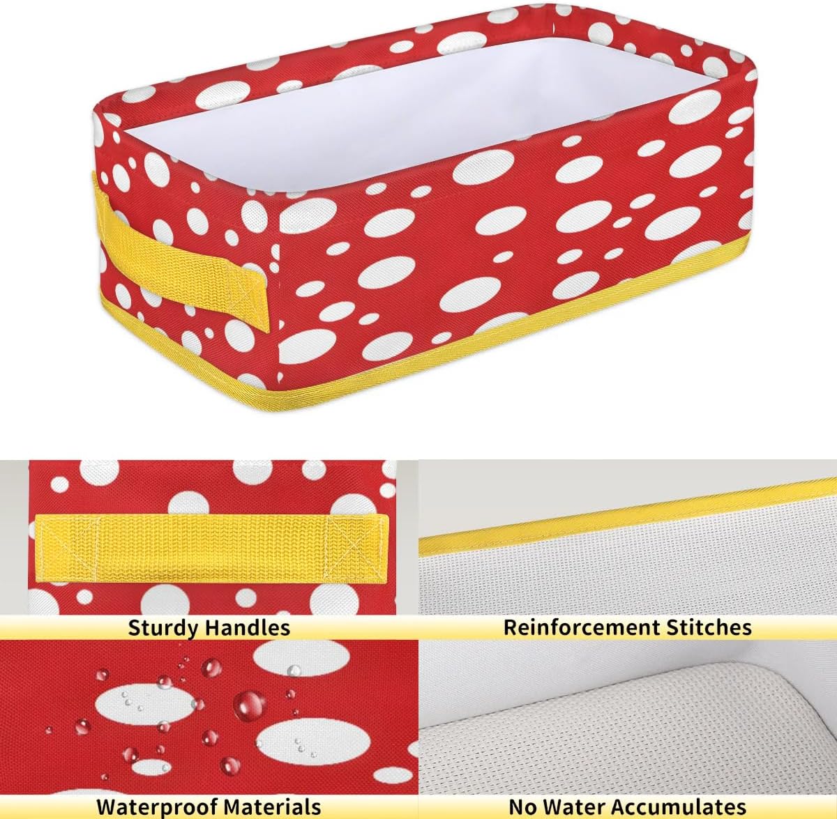 White Polka Dots Bathroom Storage Baskets with Handles
