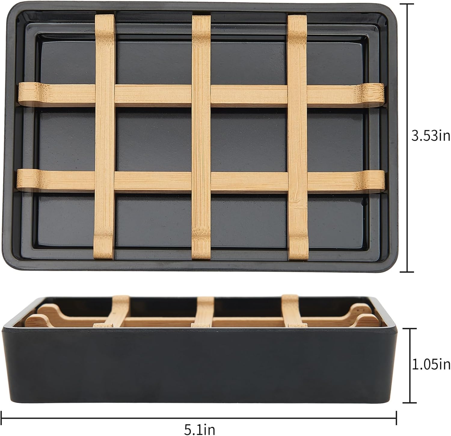 Bamboo Soap Dish with Drainage and Non-Slip Base