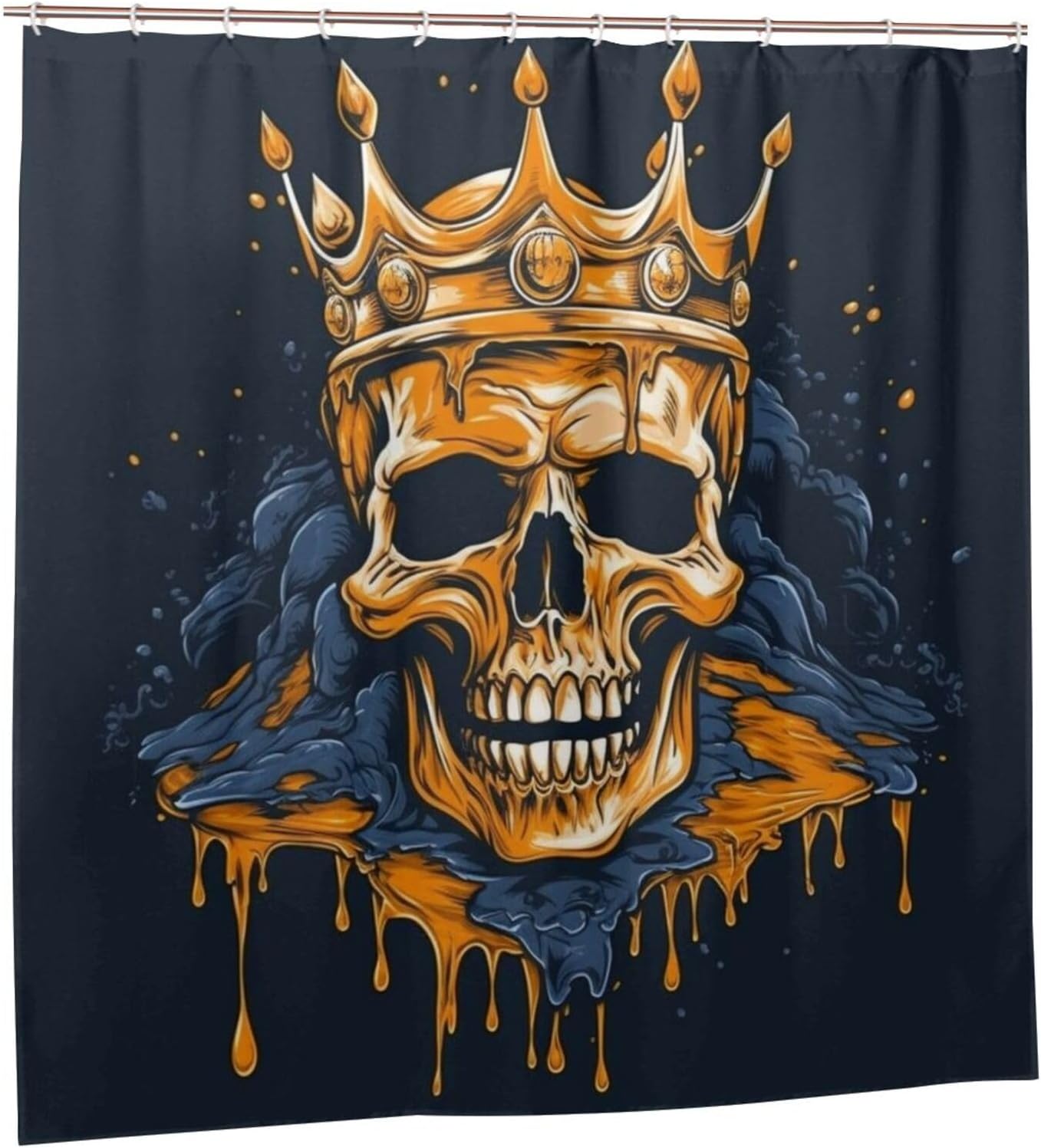 Golden Skull King Shower Curtain Set 72x72in