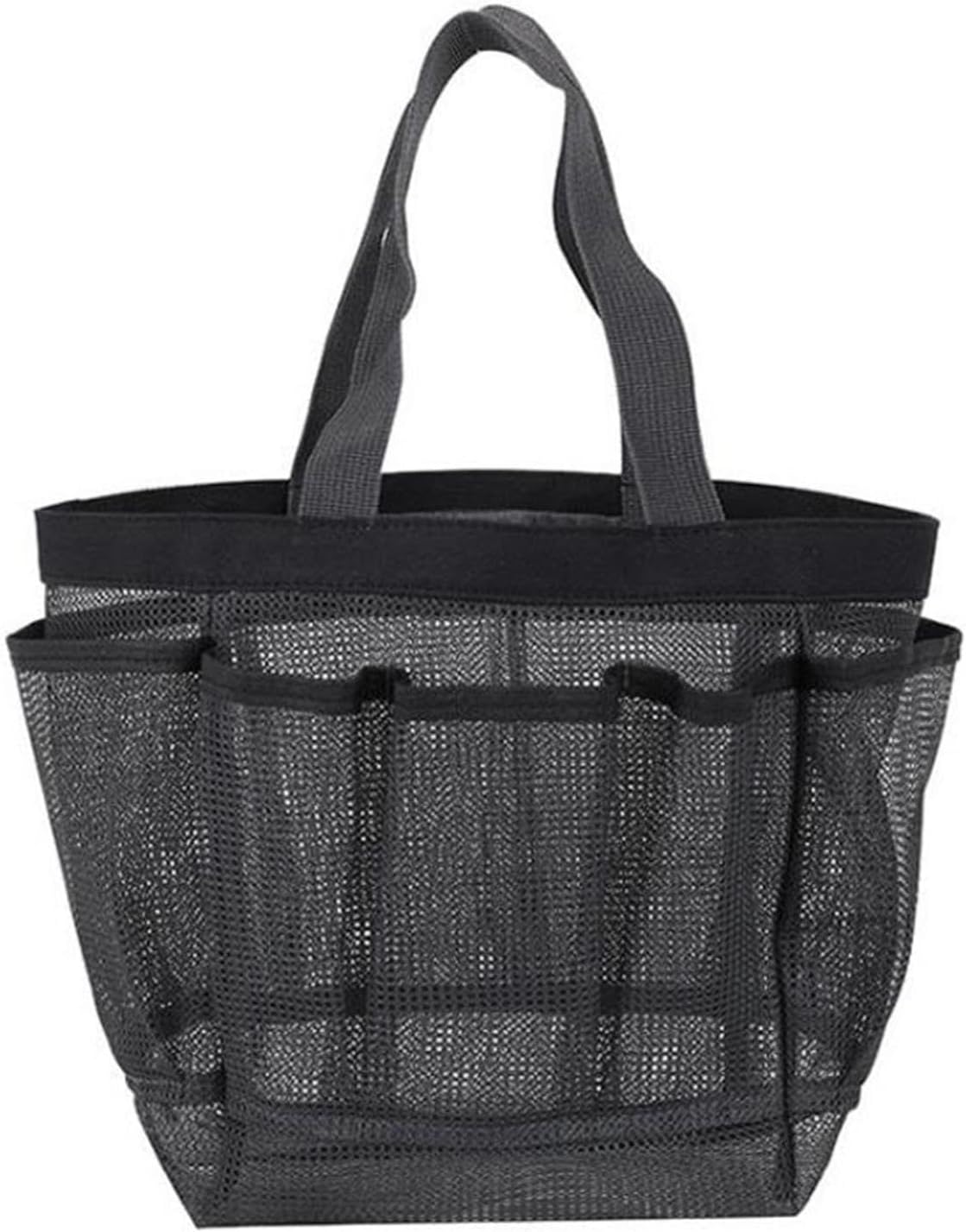 Portable Mesh Shower Caddy with 8 Pockets Black