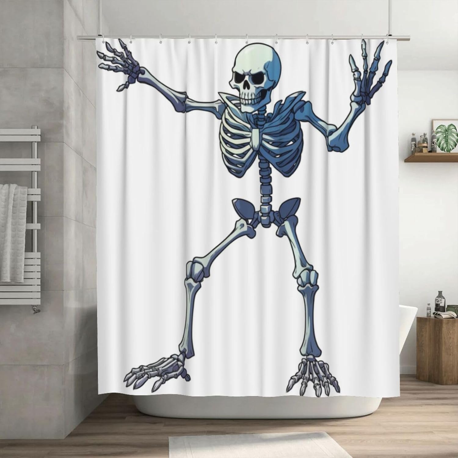 Battle Skeleton Waterproof Shower Curtain Set 72x72in