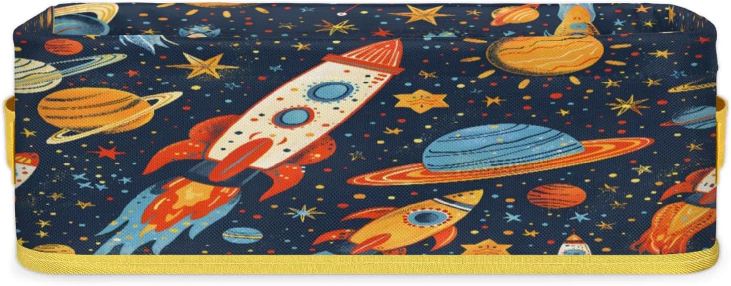 Space Rockets Planet Toilet Paper Basket with Handles