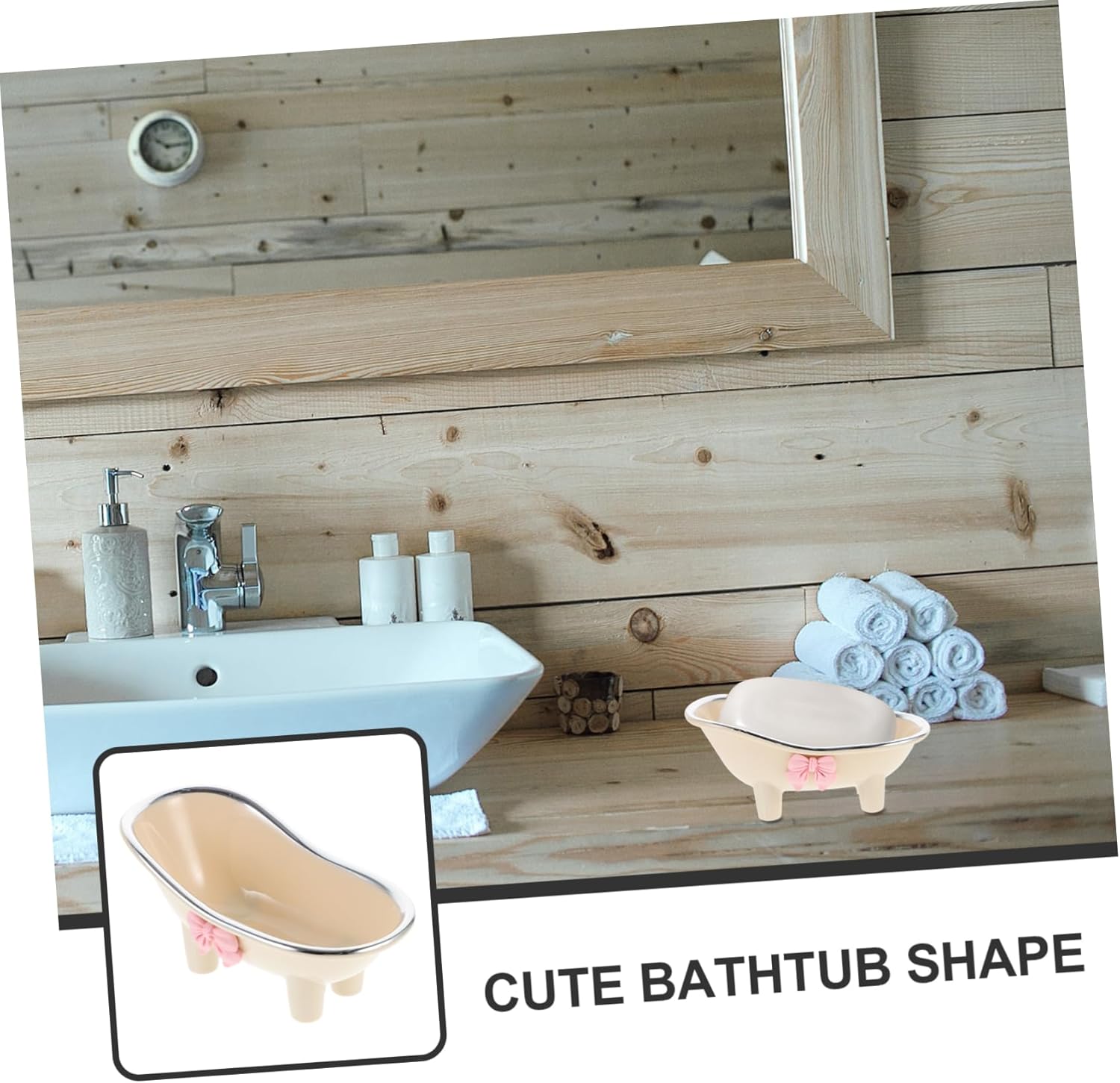 Hoement Bathtub Shaped Soap Holder Lightweight Durable Decorative Soap Dish