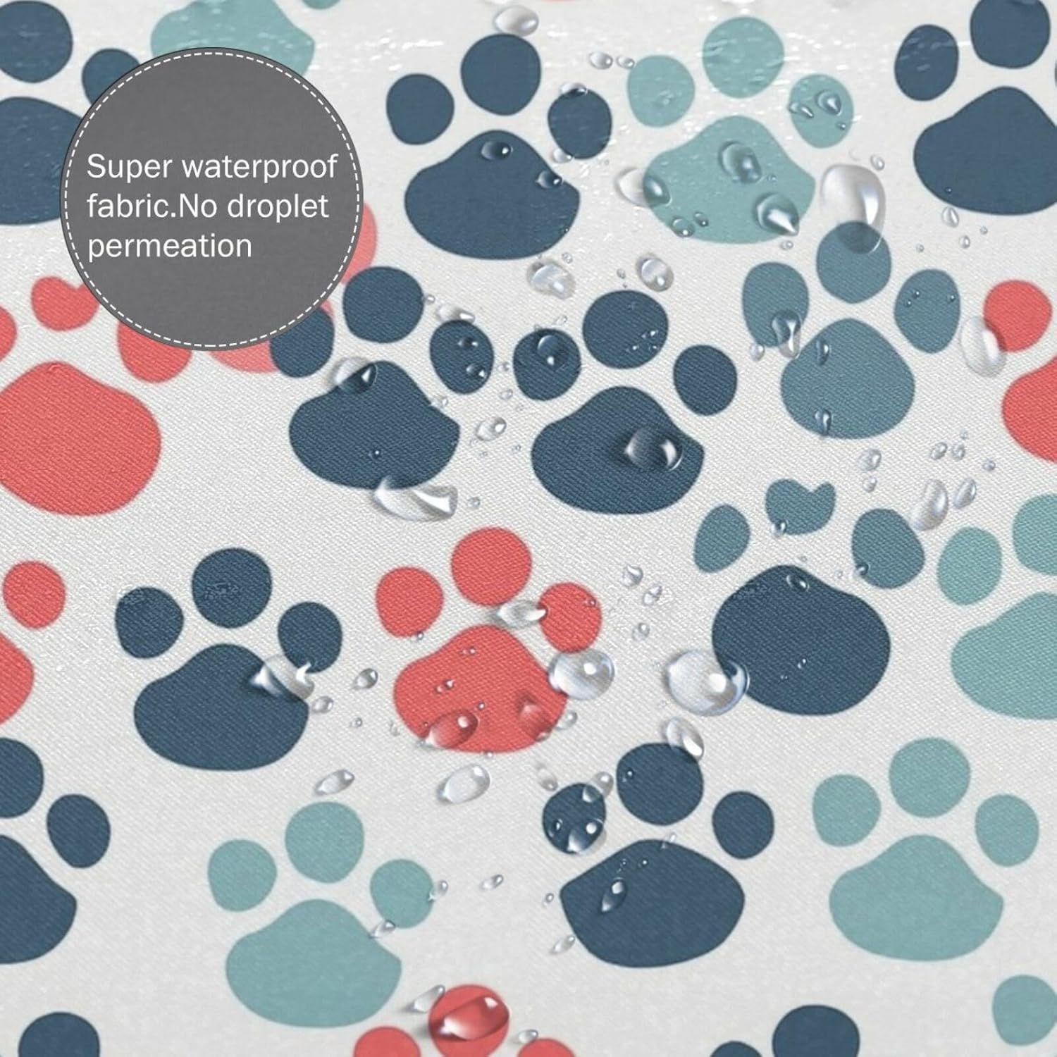 Colorful Paw Print Shower Curtain Set 72x72in