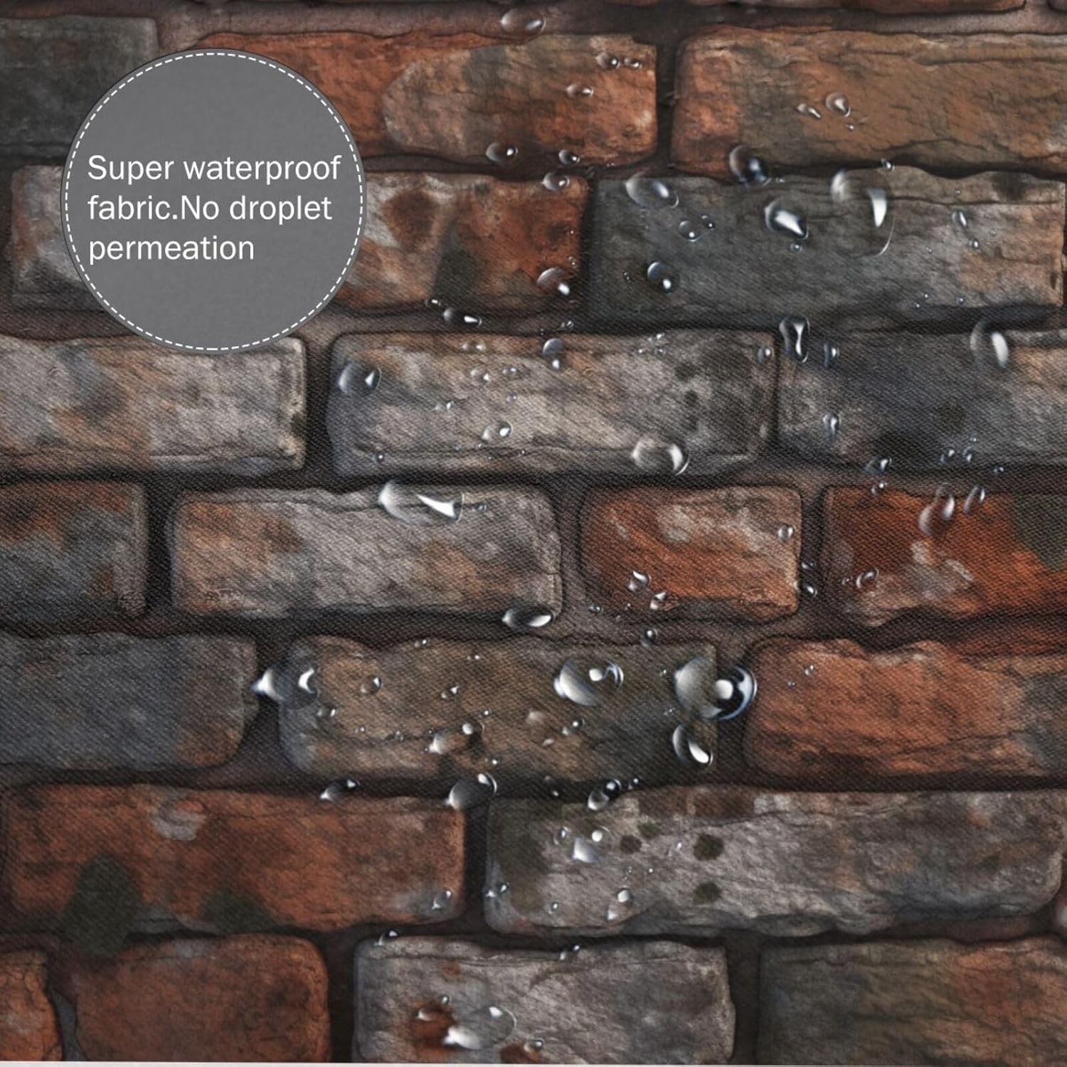 Red Brick Wall Shower Curtain with 12 Hooks 72x72in 1