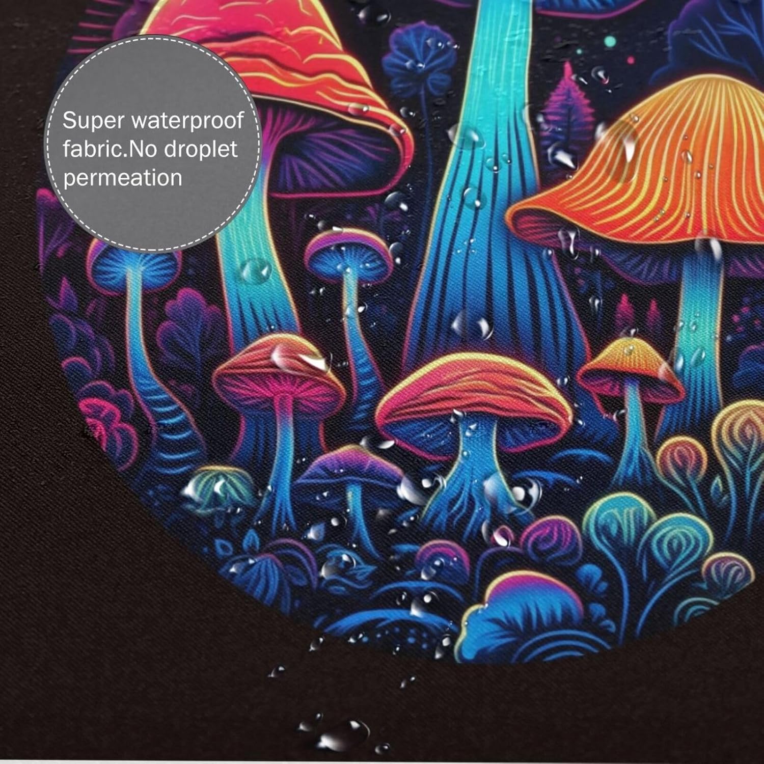Trippy Mushroom Shower Curtain Set 72x72in with 12 Hooks