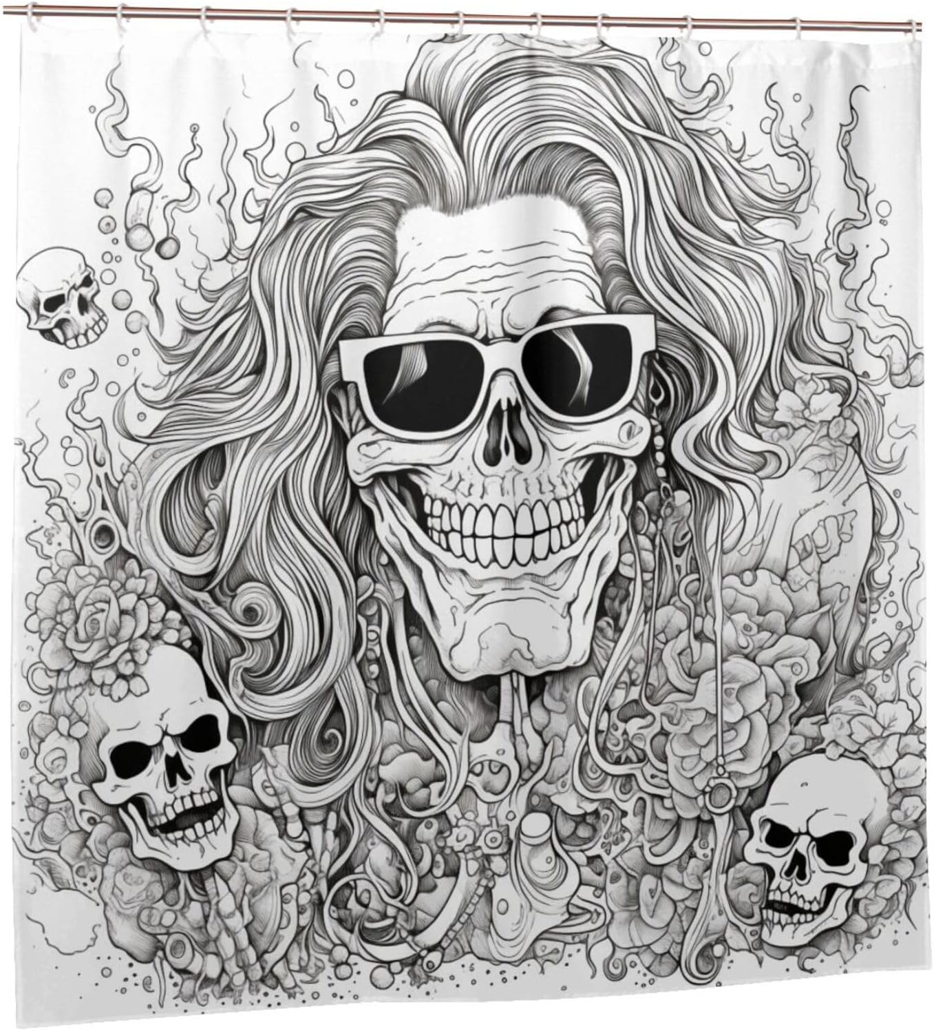 TIYAANDSY Skeleton Shower Curtain Set 72x72in