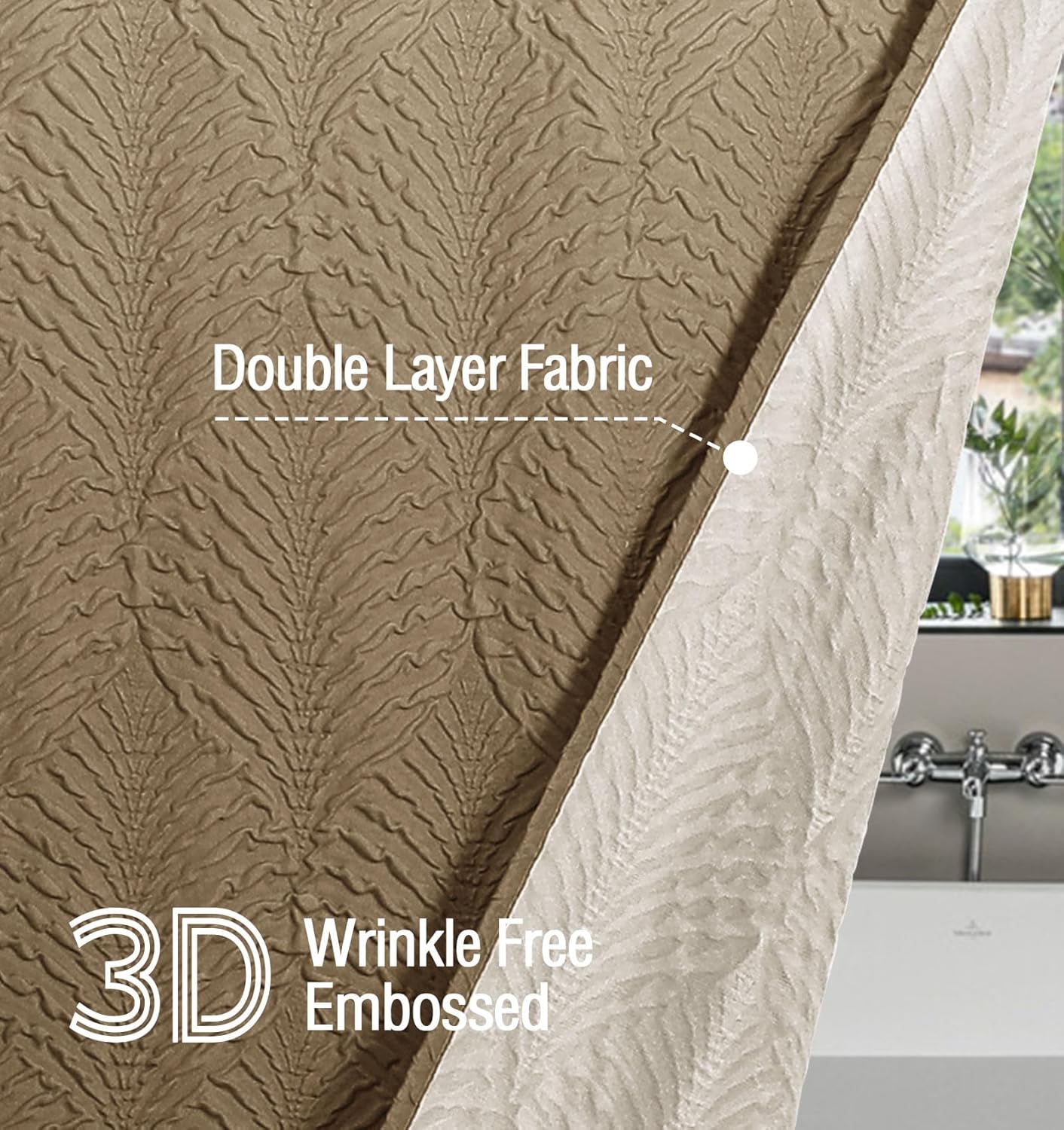 Gibelle Ombre Brown Shower Curtain Set with Hooks 72x72