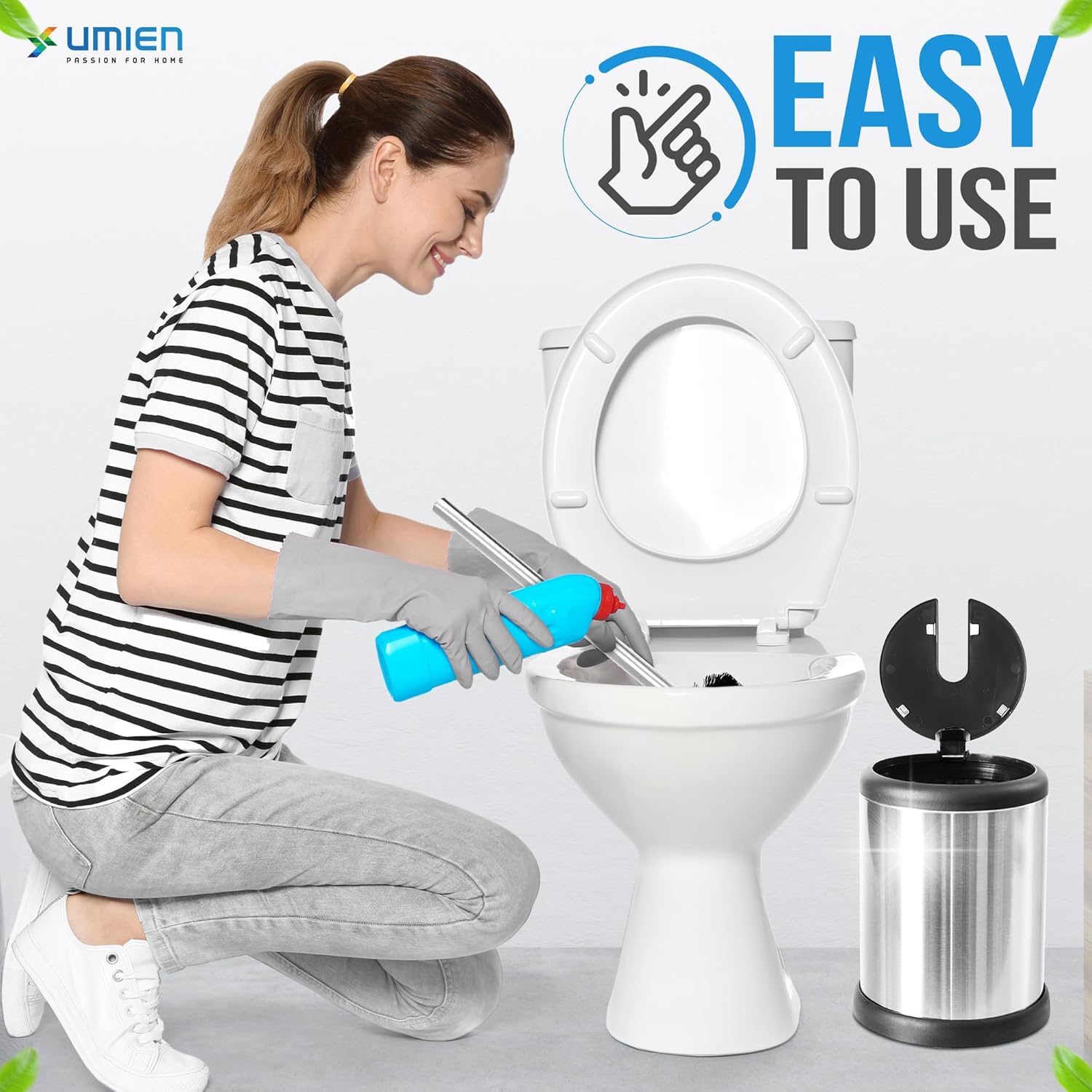 UMIEN Toilet Brush with Lid and Canister
