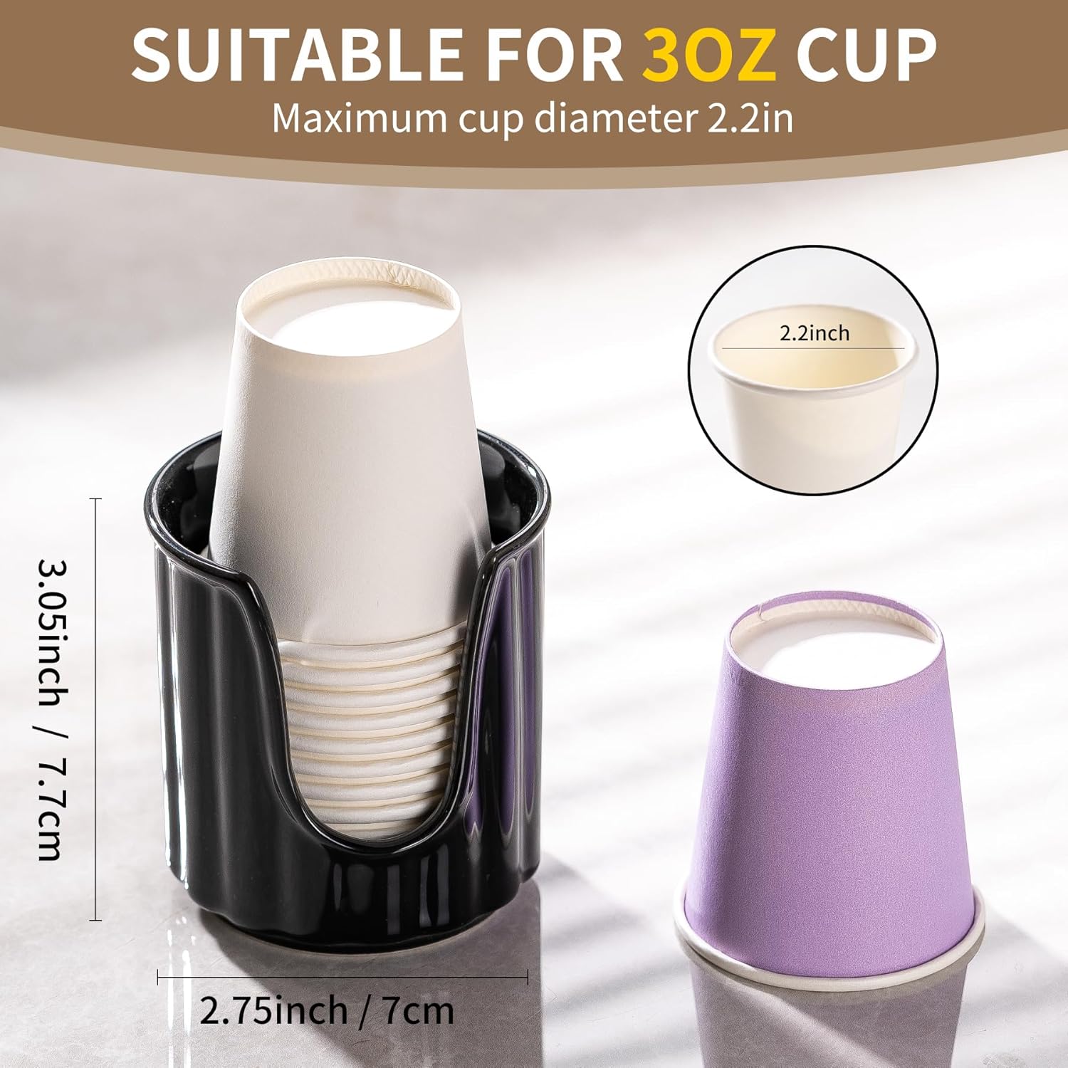 Ceramic Cup Dispenser with Vertical Stripes - 3oz Dixie Cup Holder for Bathroom