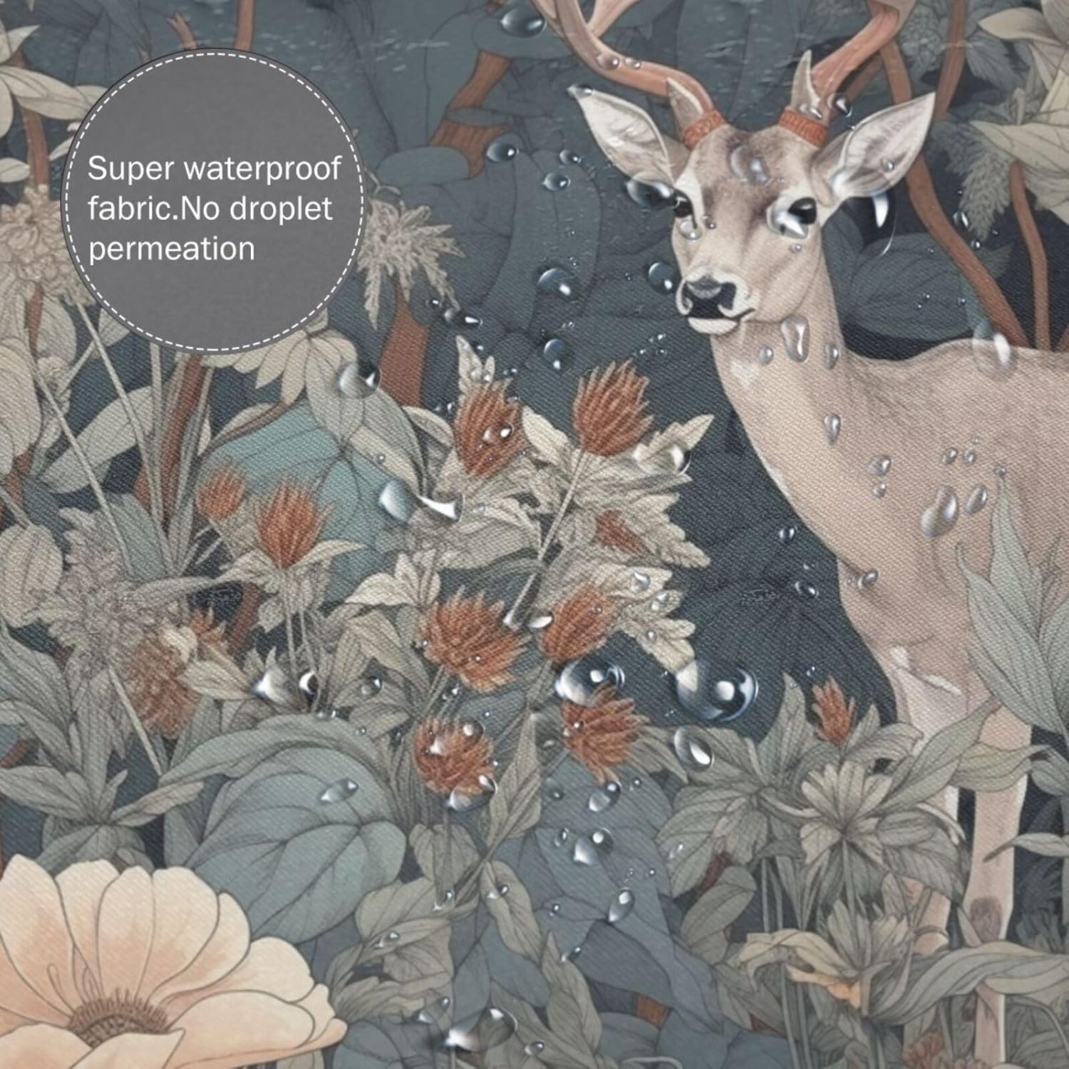 Forest Deer Shower Curtain Set with 12 Hooks 72x72in Waterproof