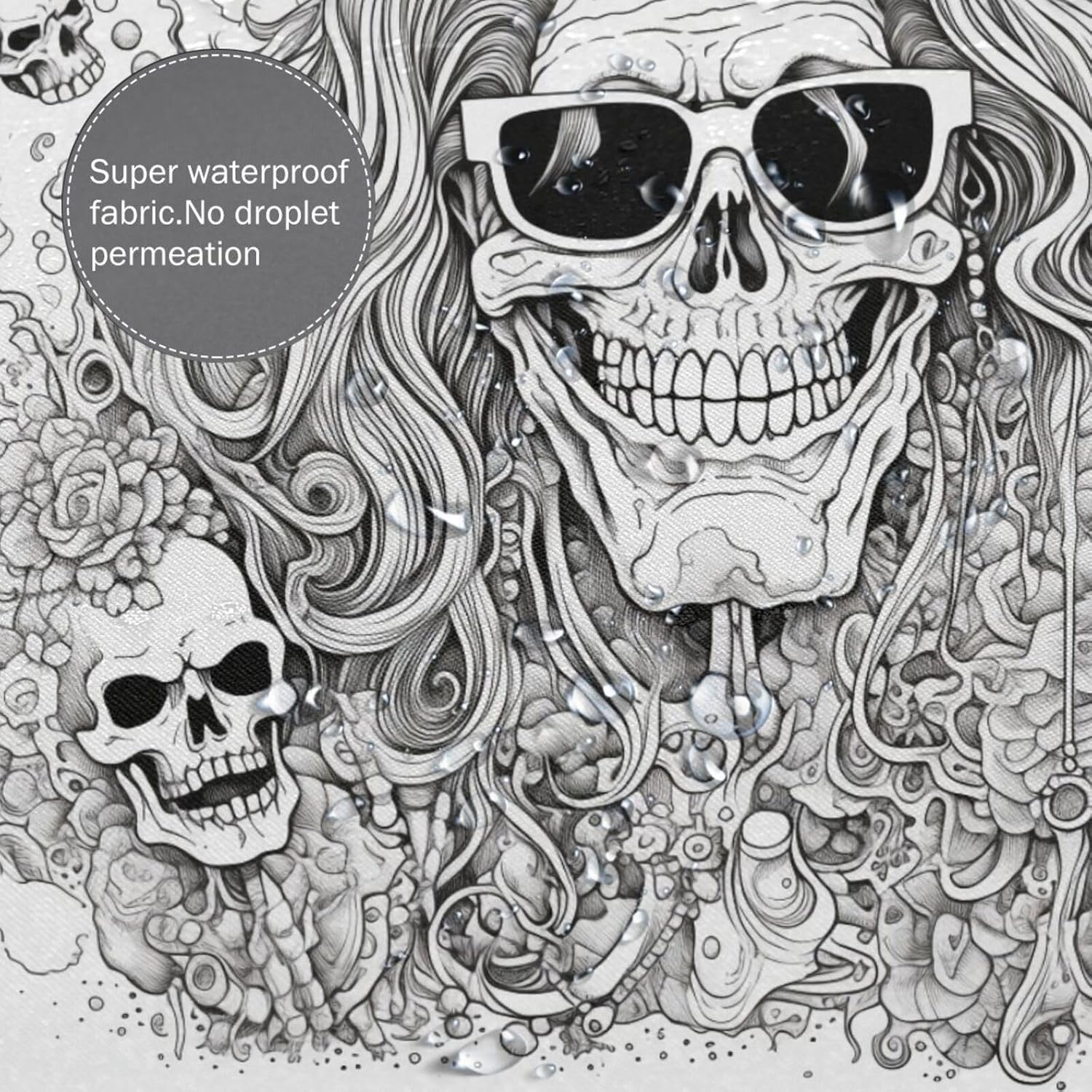 TIYAANDSY Skeleton Shower Curtain Set 72x72in