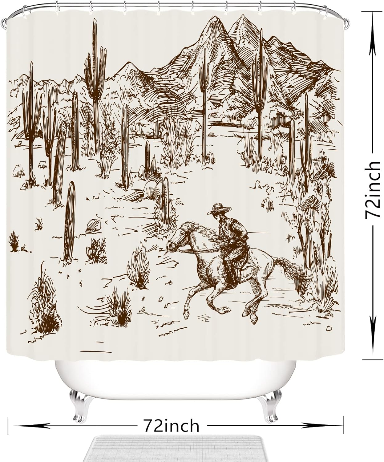Hipposama Western Cactus Shower Curtain Set