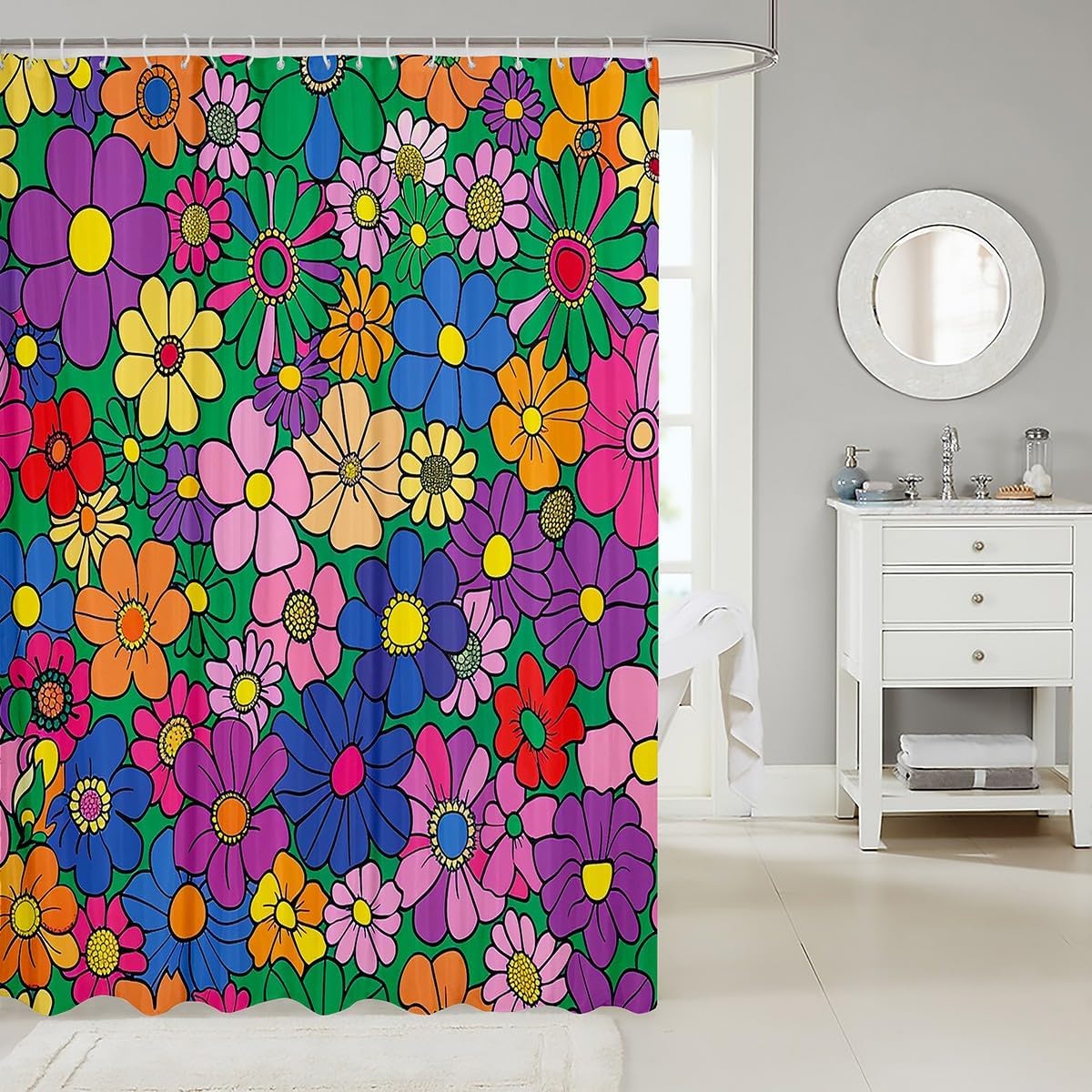Feelyou Floral Boho Shower Curtain 72x72 Waterproof Pattern