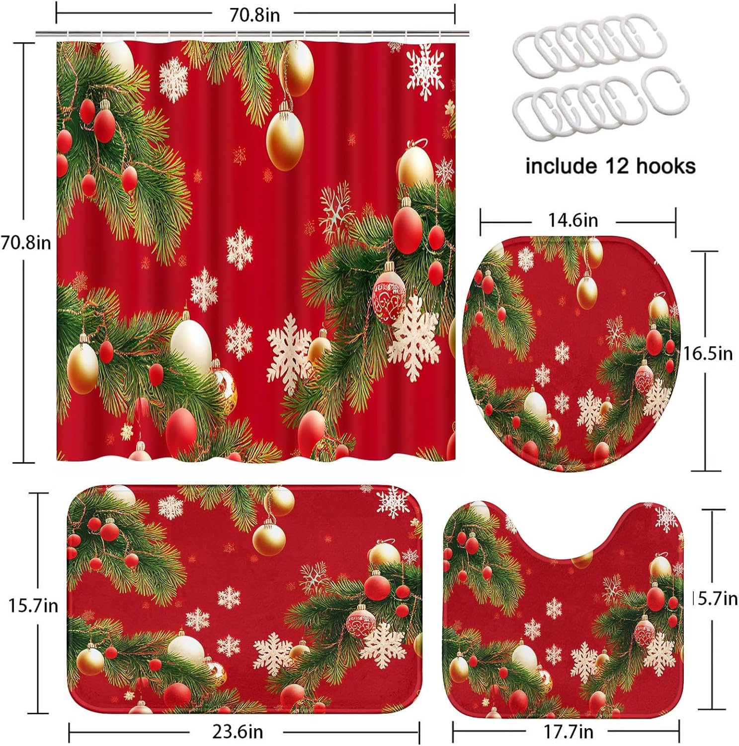 ArtSocket Christmas Tree Bathroom Set with 4 Pcs