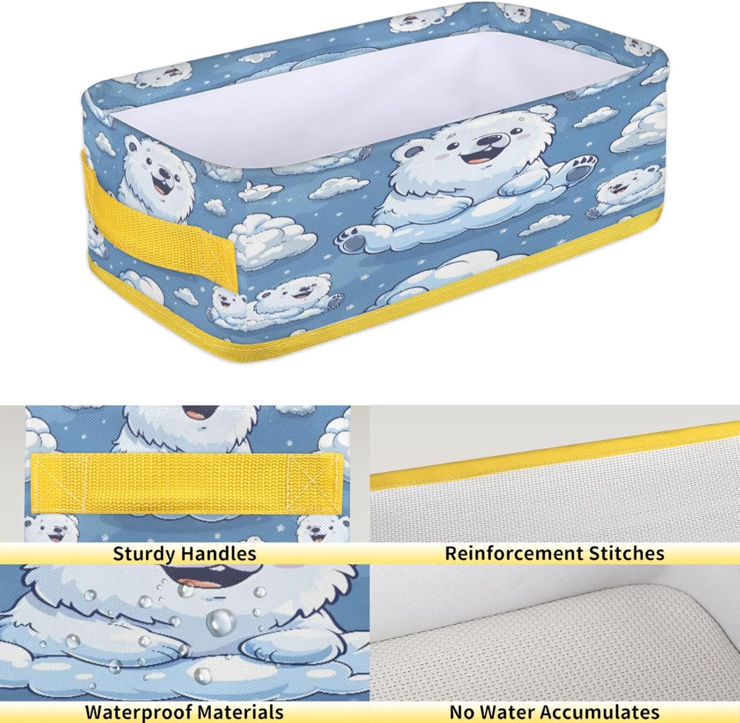 Cute Cartoon Polar Bear Toilet Paper Basket with Handles