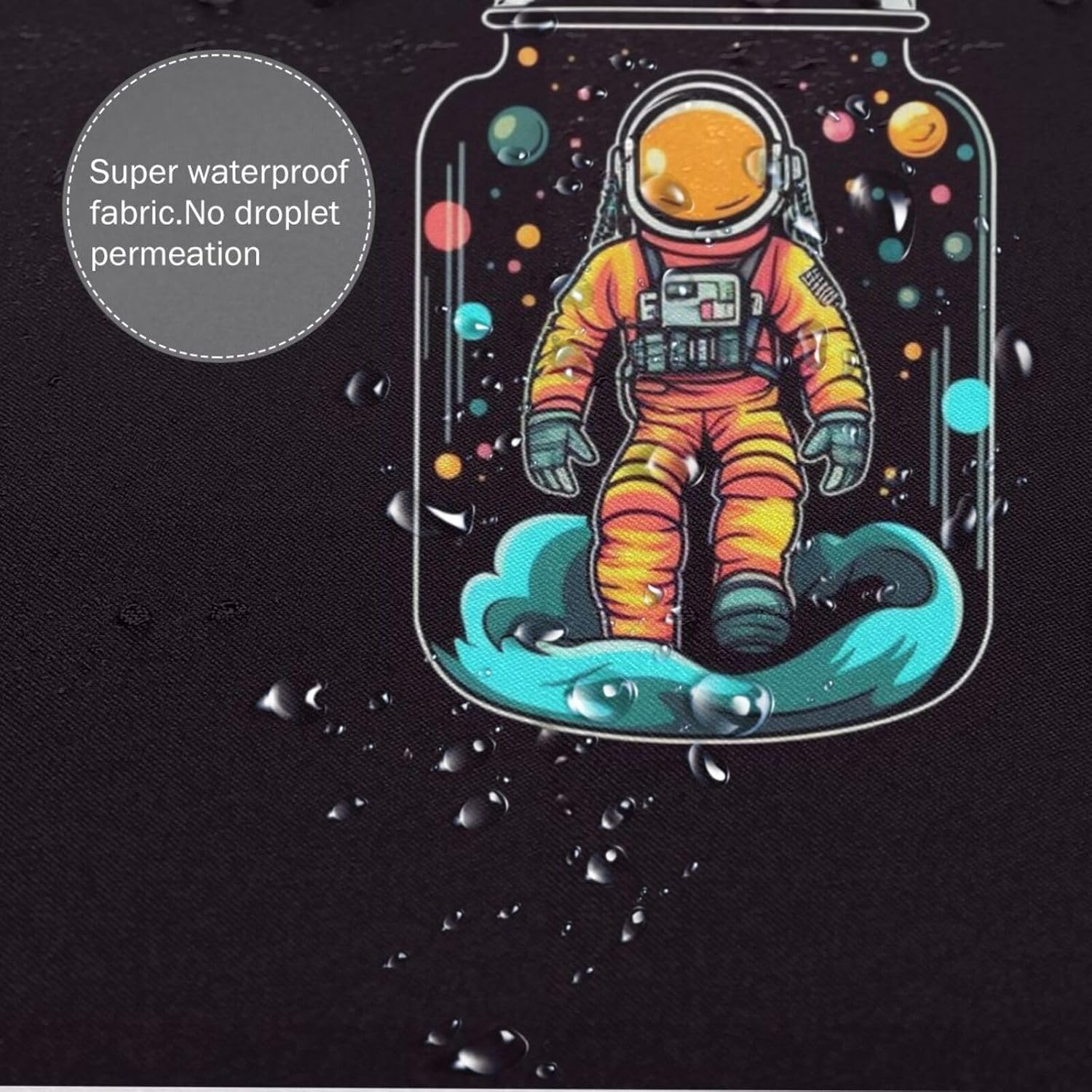 TIYAANDSY Yellow Astronaut Decor Shower Curtain Set