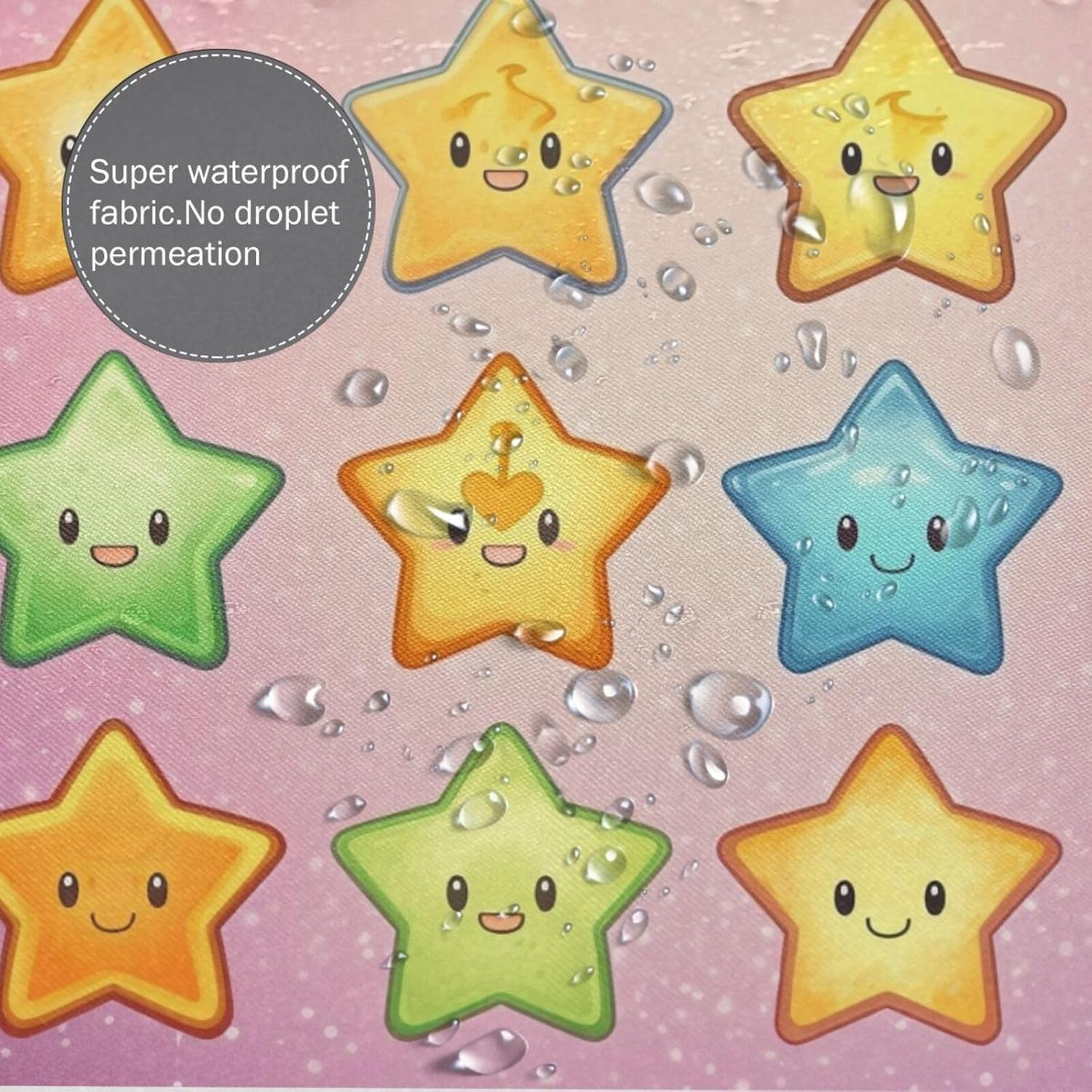 Colorful Cute Cartoon Stars Shower Curtain Set