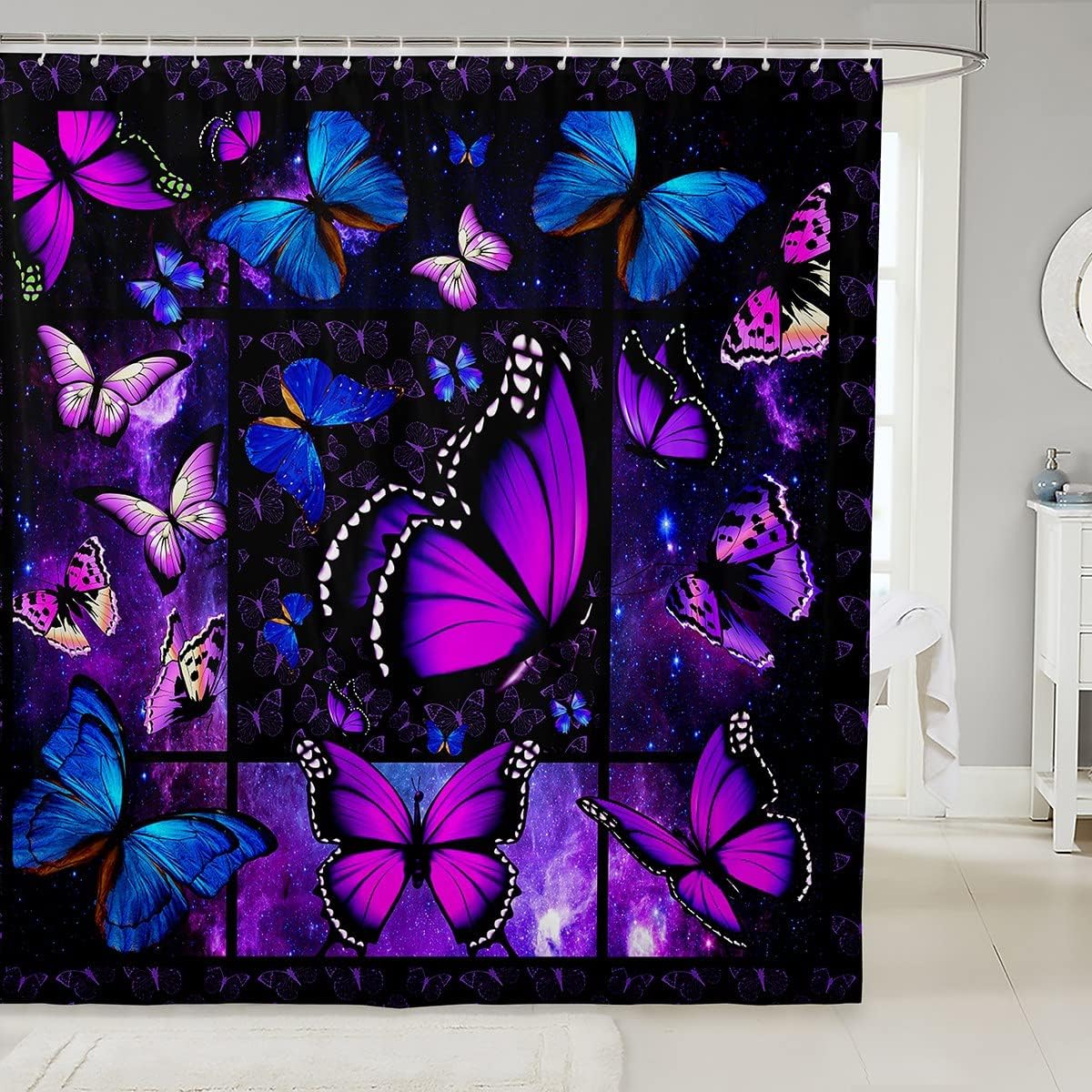 Erosebridal Butterfly Shower Curtain Purple Galaxy 72x72
