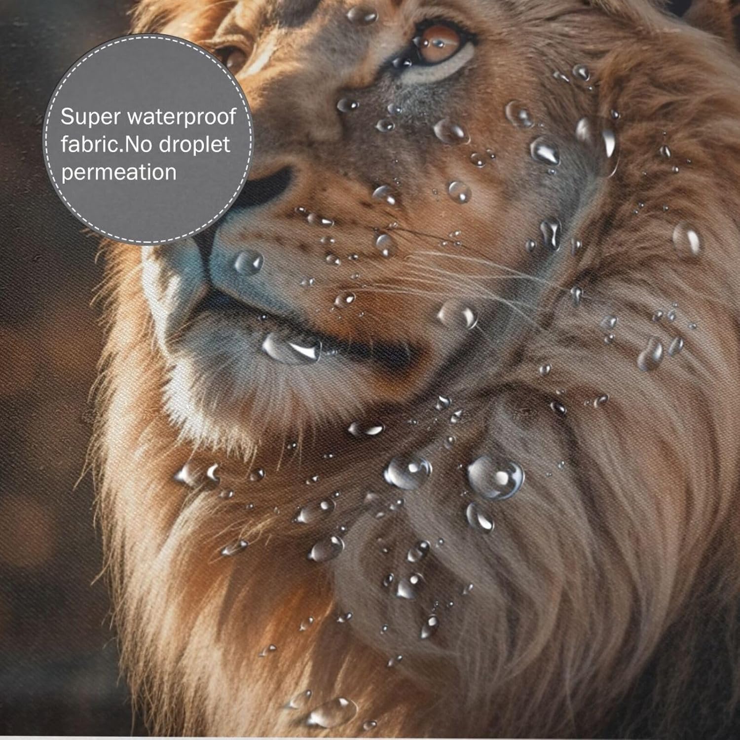 Brown Lion Shower Curtain Set with 12 Hooks 72x72in 1