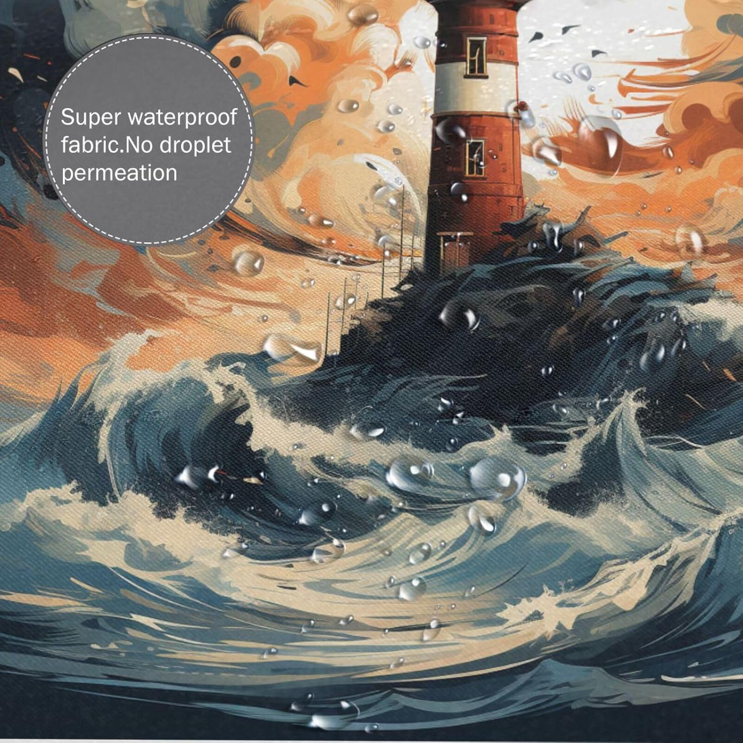 TIYAANDSY Lighthouse Shower Curtain Set 72x72in with 12 Hooks