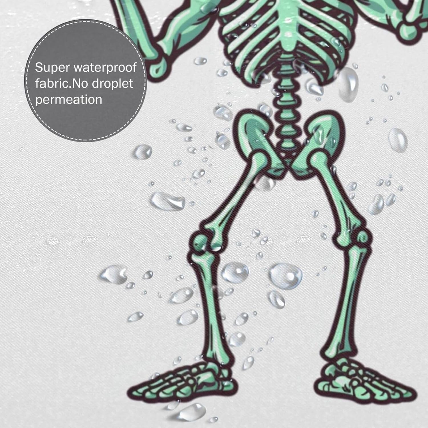Battle Skeleton Waterproof Shower Curtain Set with 12 Hooks 72x72in