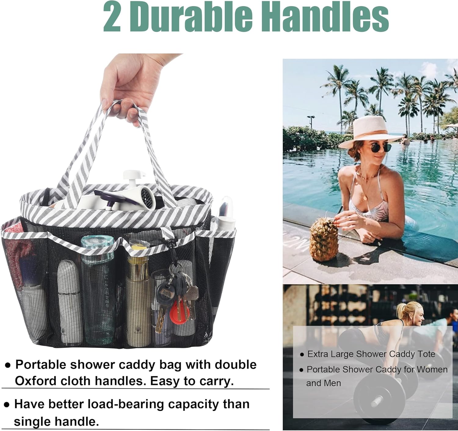 WEHUSE Extra Large Mesh Shower Caddy with Waterproof Inner Bag