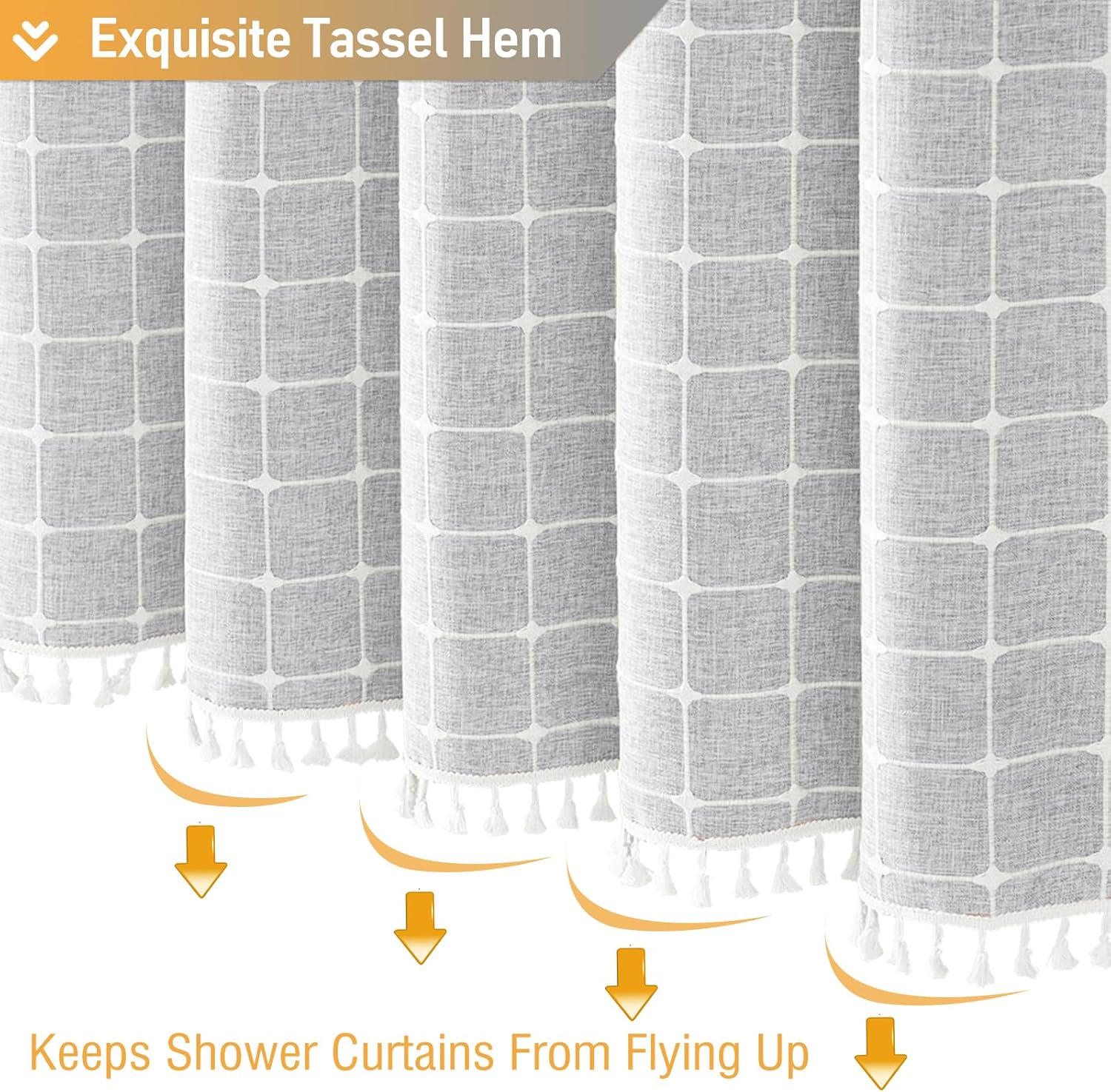 BTTN Boho Farmhouse Shower Curtain Set Gray 72x78 Inches