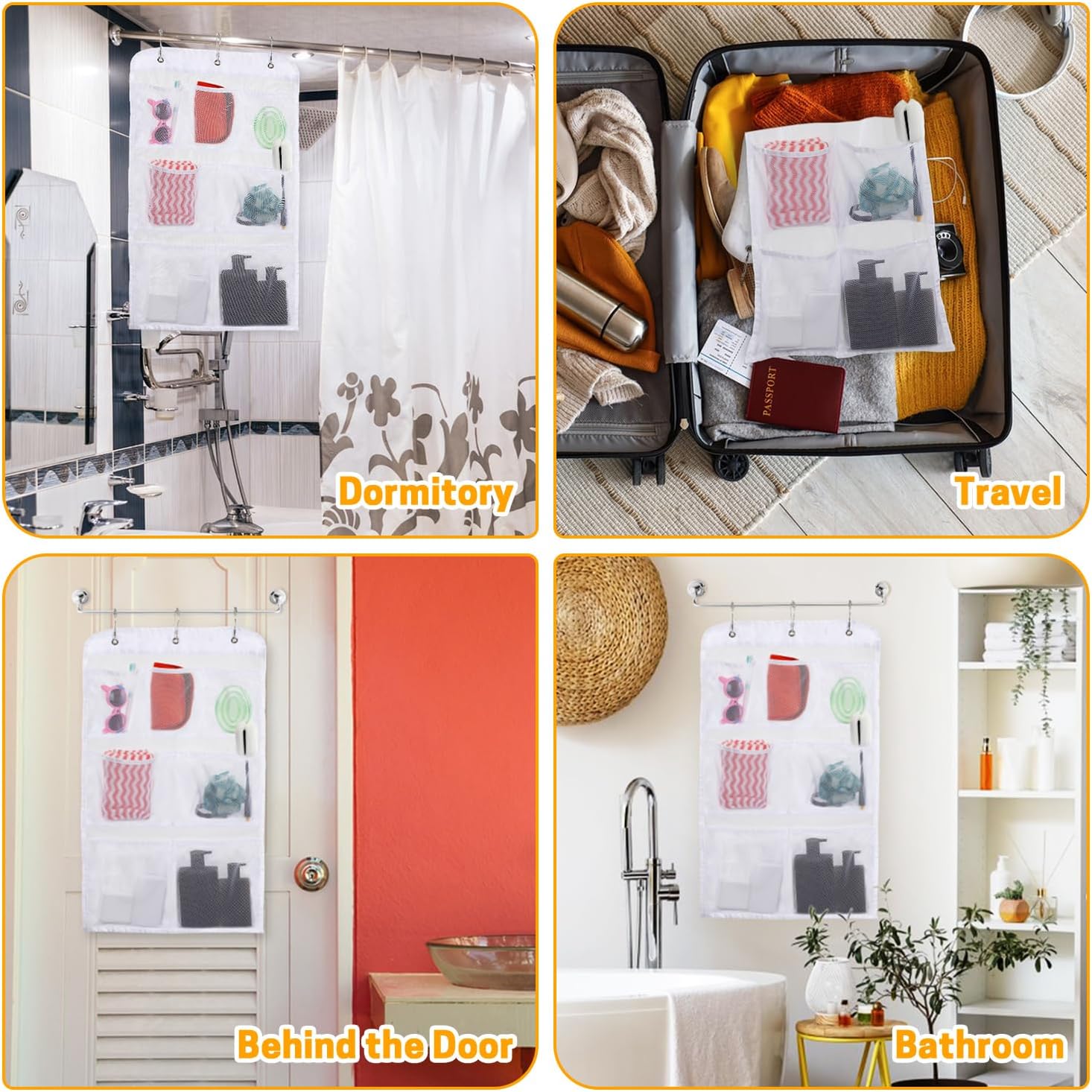 GNEGNI 7-Pocket Shower Caddy with Hooks 295 x 17 in 1