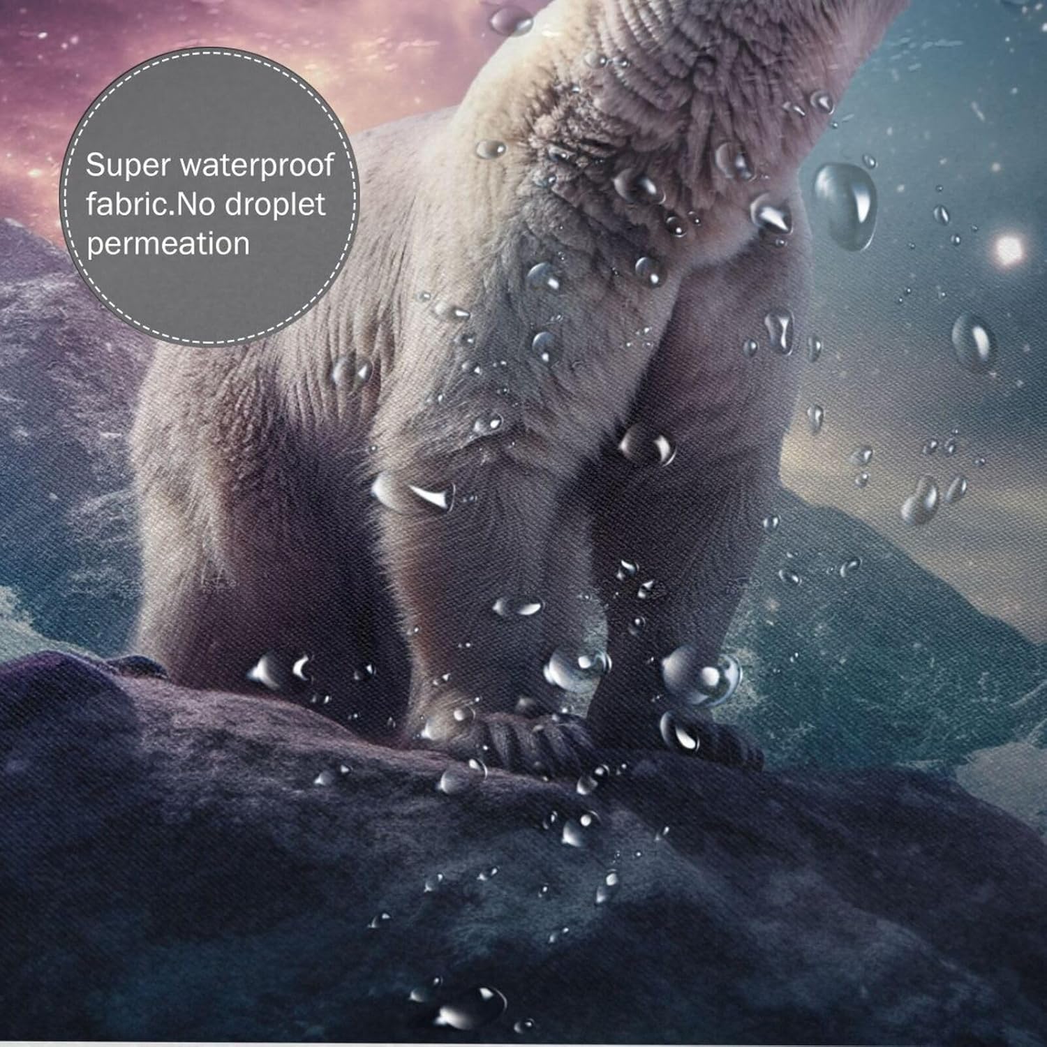White Polar Bear Shower Curtain Set with 12 Hooks 72x72in
